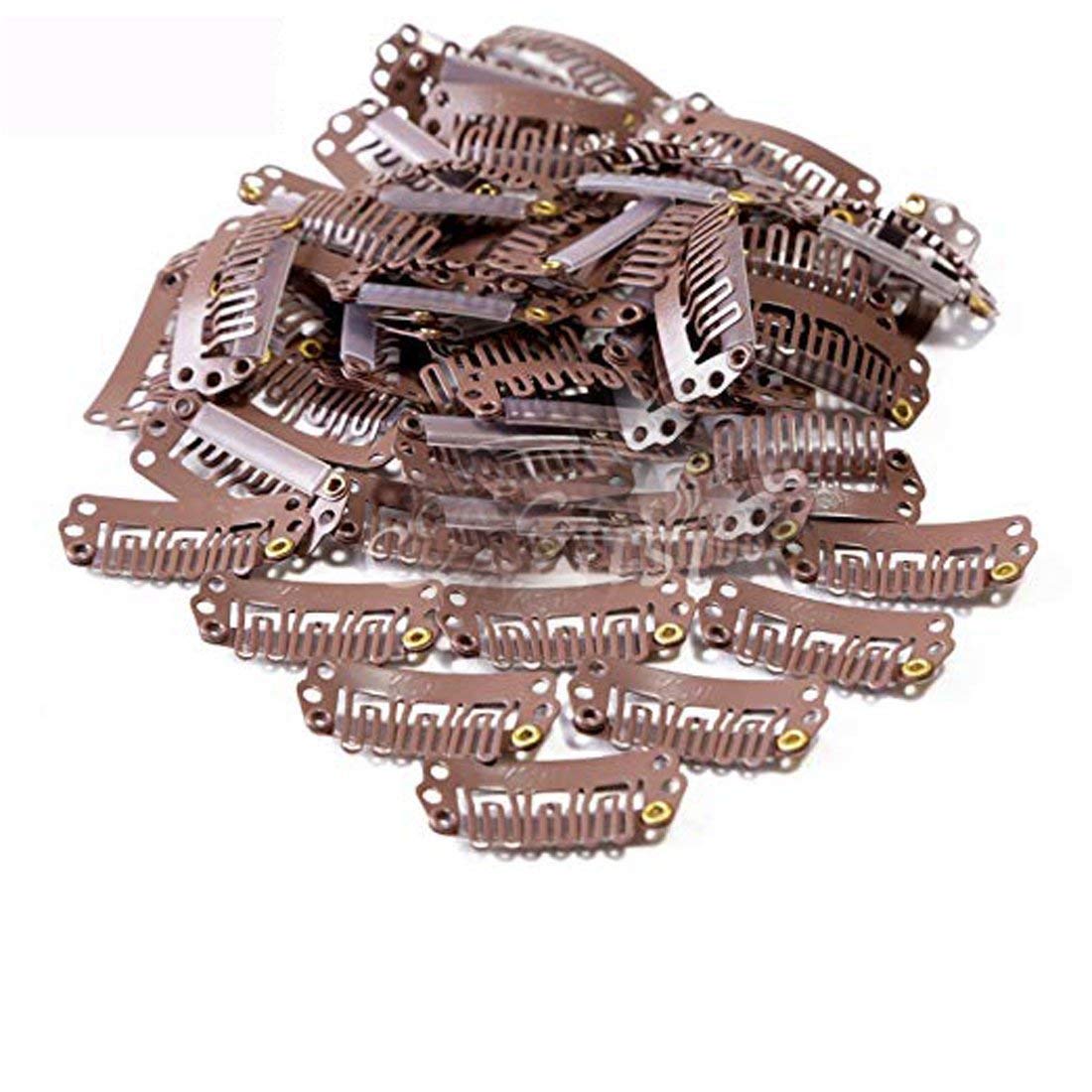 RITZPRIME 6 Teeth Stainless Steel Hair Clip Extensions - 12 Pack Small Brown Hair Clips for Women | Secure Hold for Thin to Thick Hair | Perfect for Daily Styling, Parties & Special Occasions