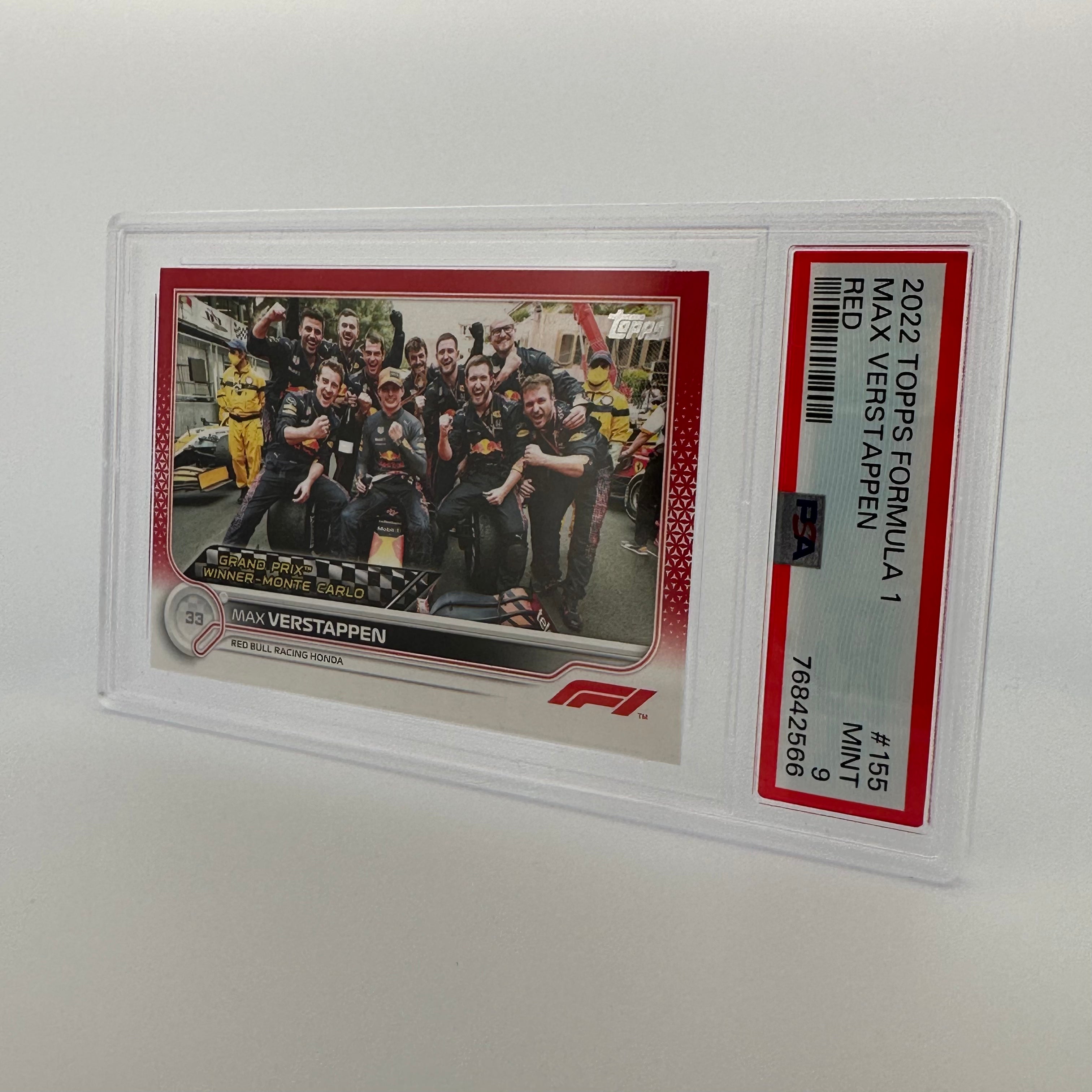 PSA 9 2021 Topps Chrome Formula 1 Max Verstappen #155 Red Refractor Rookie Card - Perfect for F1 Collectors & Racing Fans Display