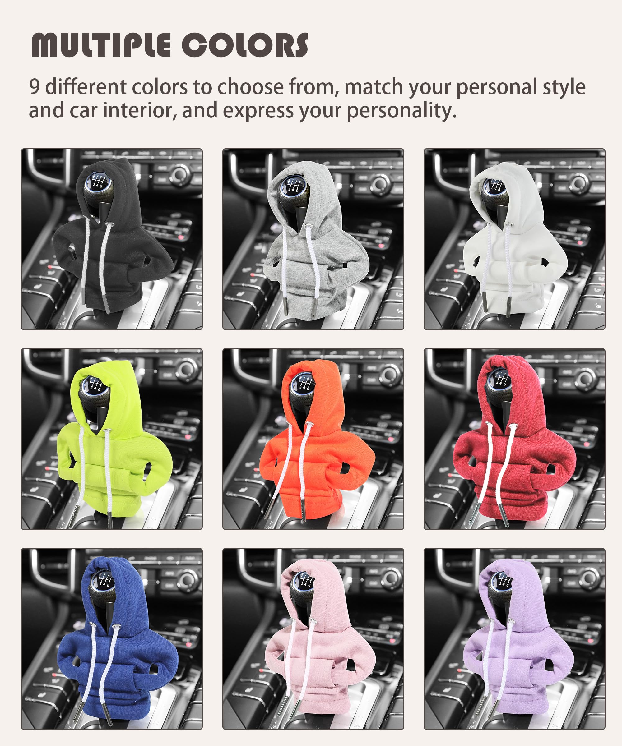 RACOONA Gear Shift Hoodie Cover - Fashionable Car Knob Protector for Women (Black) - Perfect for Daily Driving & Style