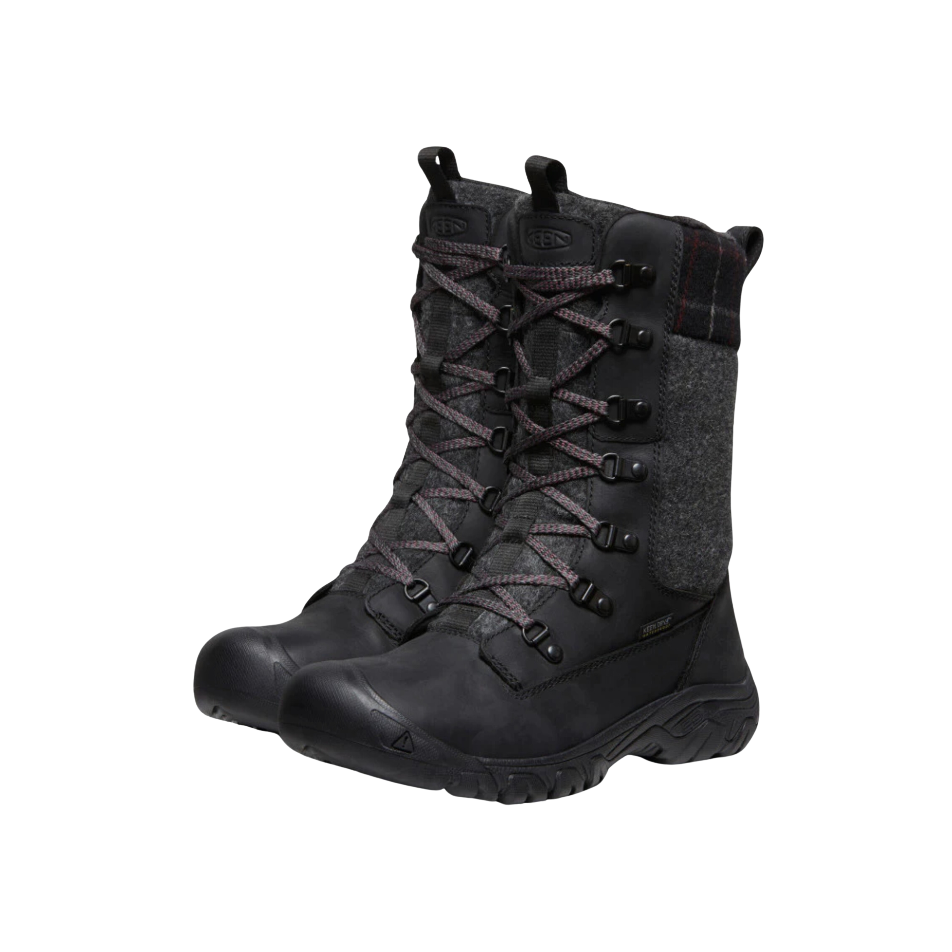 Women's Greta Tall Waterproof Winter Boots - Black/Black Plaid (Regular Width) - Perfect for Snow, Rain & Outdoor Activities
