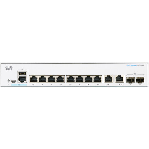 Cisco CBS250-8T-E-2G 8-Port Gigabit Smart Switch for Home & Small Business Networks - Reliable Ethernet Switching for Office, Gaming & Media Streaming