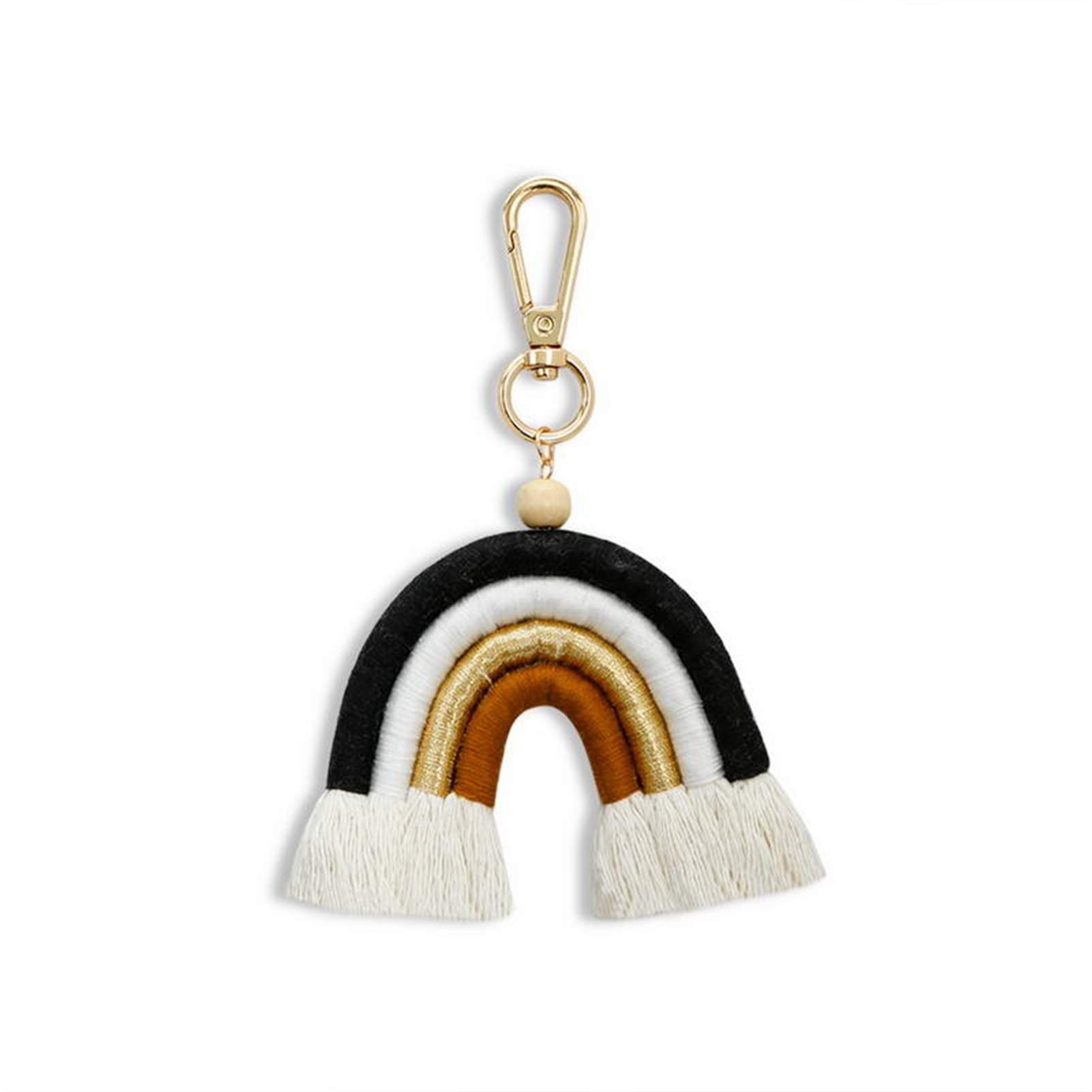 Handmade Rainbow Keychain - Colorful Arched Cotton Keychain Pendant for Bags, Wallets & Accessories (Black) | Perfect for Gifts, Keyrings & Backpack Decor