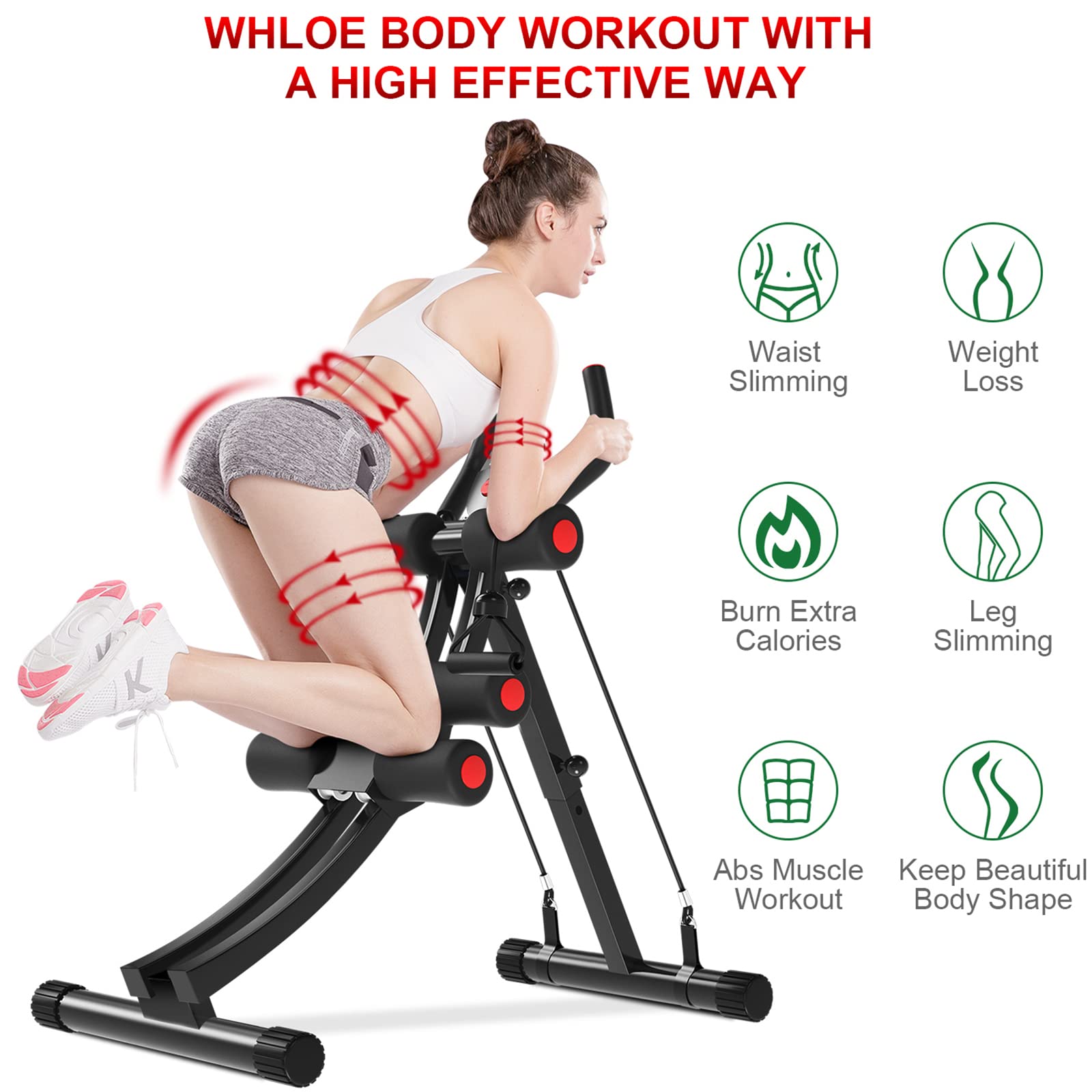 KESHWELL Ab Machine - Adjustable Abdominal Cruncher for Home Gym, Core Workout Equipment with Resistance Bands & LCD Display | Full Body Exercise for Women & Men | Perfect for Toning Abs, Waist Training and Strength Building at Home