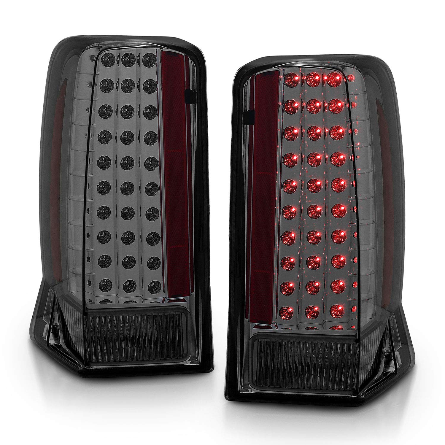 AmeriLite LED Smoke Brake Tail Lights Set for 2002-2006 Cadillac Escalade - Left & Right Side Replacement - Enhanced Night Visibility & Style Upgrade