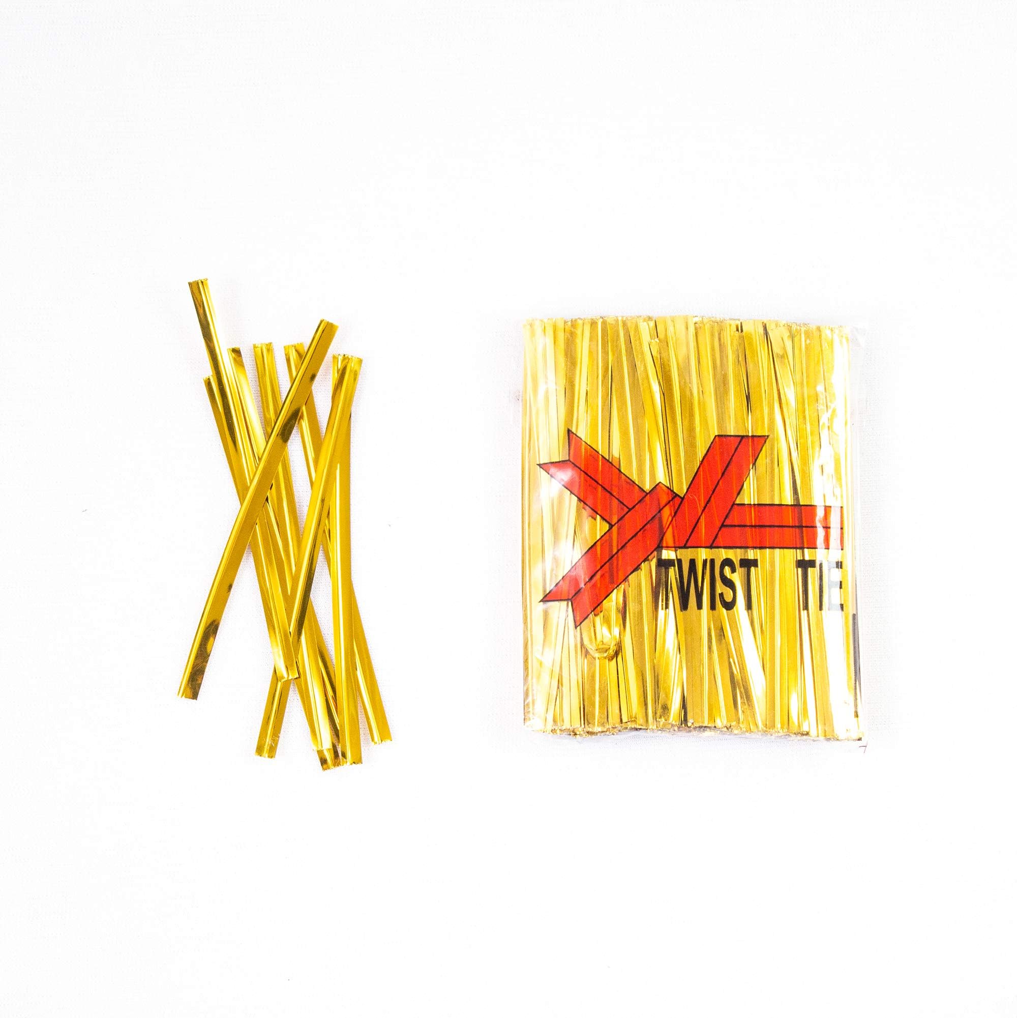 Esslly Twisters Ribbon Twist Ties - 3000 Gold-Colored Pieces for Secure & Elegant Packaging - Perfect for Chocolate, Bread, Potli Bags, Gift Wrapping & DIY Crafts