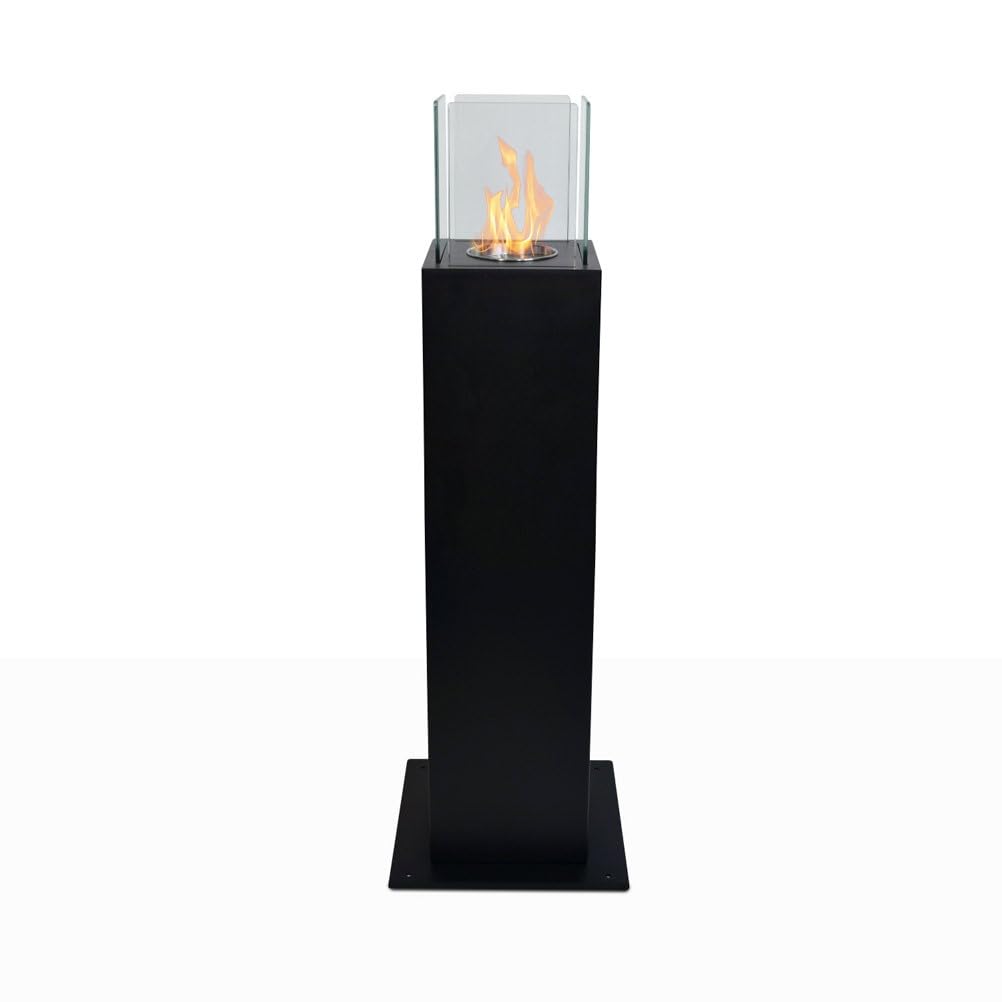 Outdoor Bioethanol Chimenea Capri 110 - Black Garden Ethanol Fireplace for Patio, Deck, and Backyard Ambiance