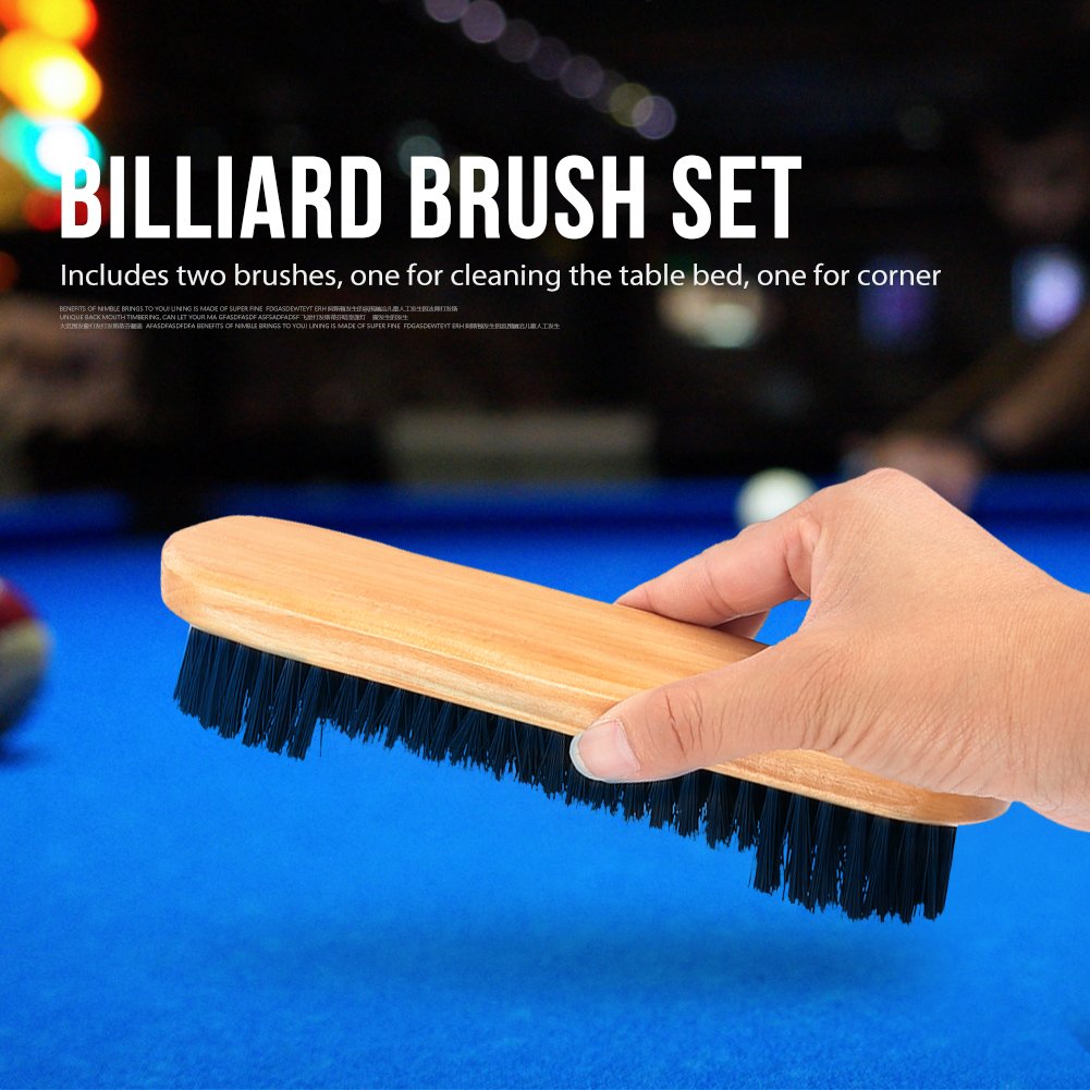 2pcs Wooden Billiard Table Brushes with Nylon Bristles - Valley Pool Table Cleaning Accessories & Replacement Parts | Perfect for Home Game Rooms, Bars, and Pool Hall Maintenance