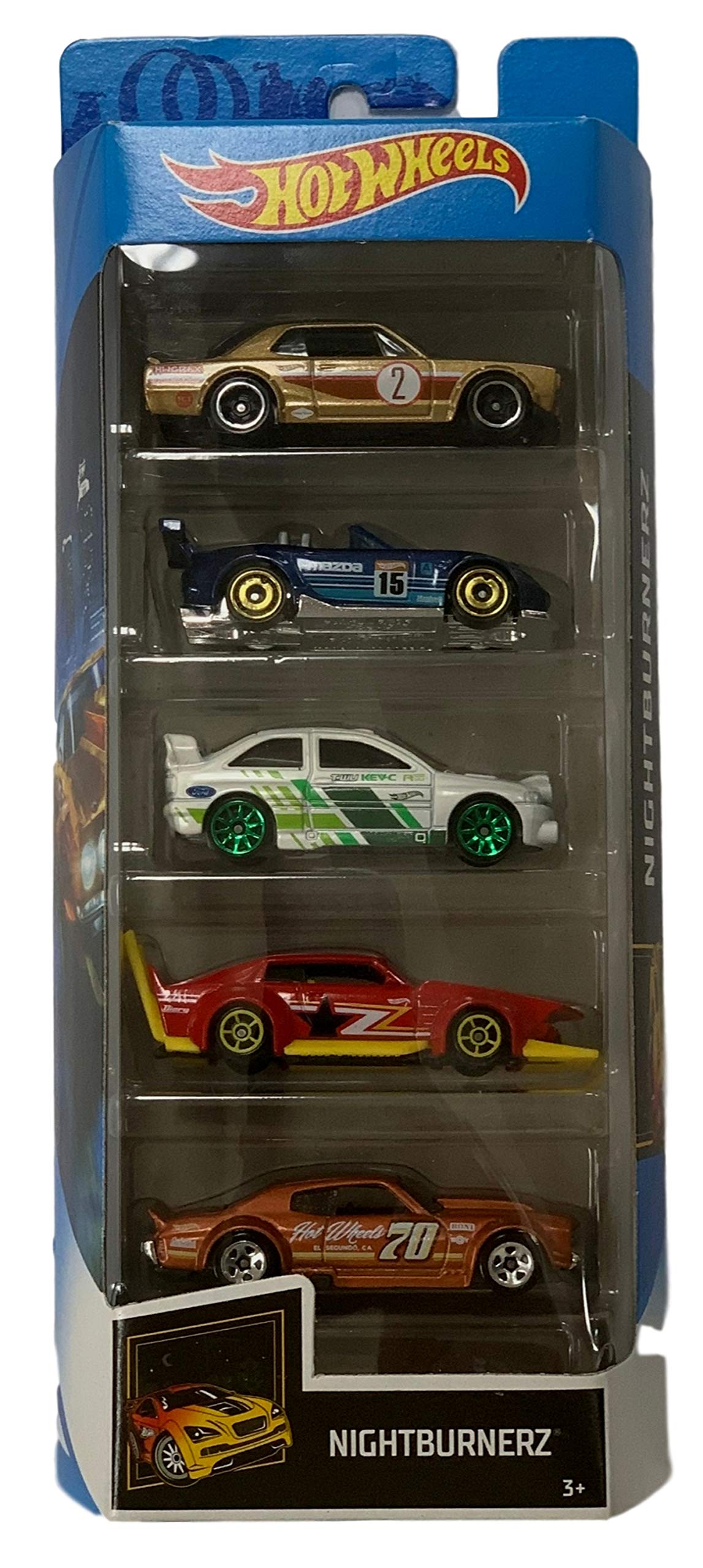 Hot Wheels Nightburnerz 5-Car Pack - Die-Cast Toy Cars for Kids & Collectors - Race Track Playset & Gift for Boys & Girls - Perfect for Birthday Parties & Playtime Fun