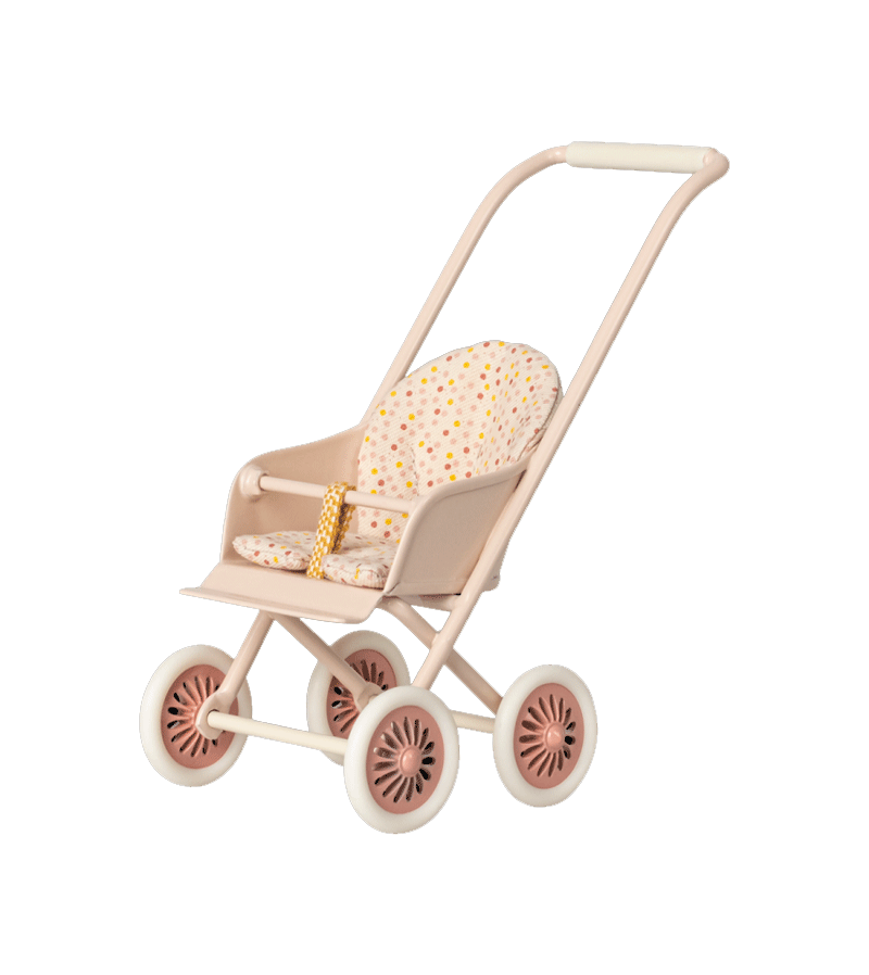 Maileg Powder Micro Pushchair Stroller - Lightweight Compact Baby Stroller for Travel & Everyday Use | Perfect for Shopping, Walks & City Adventures