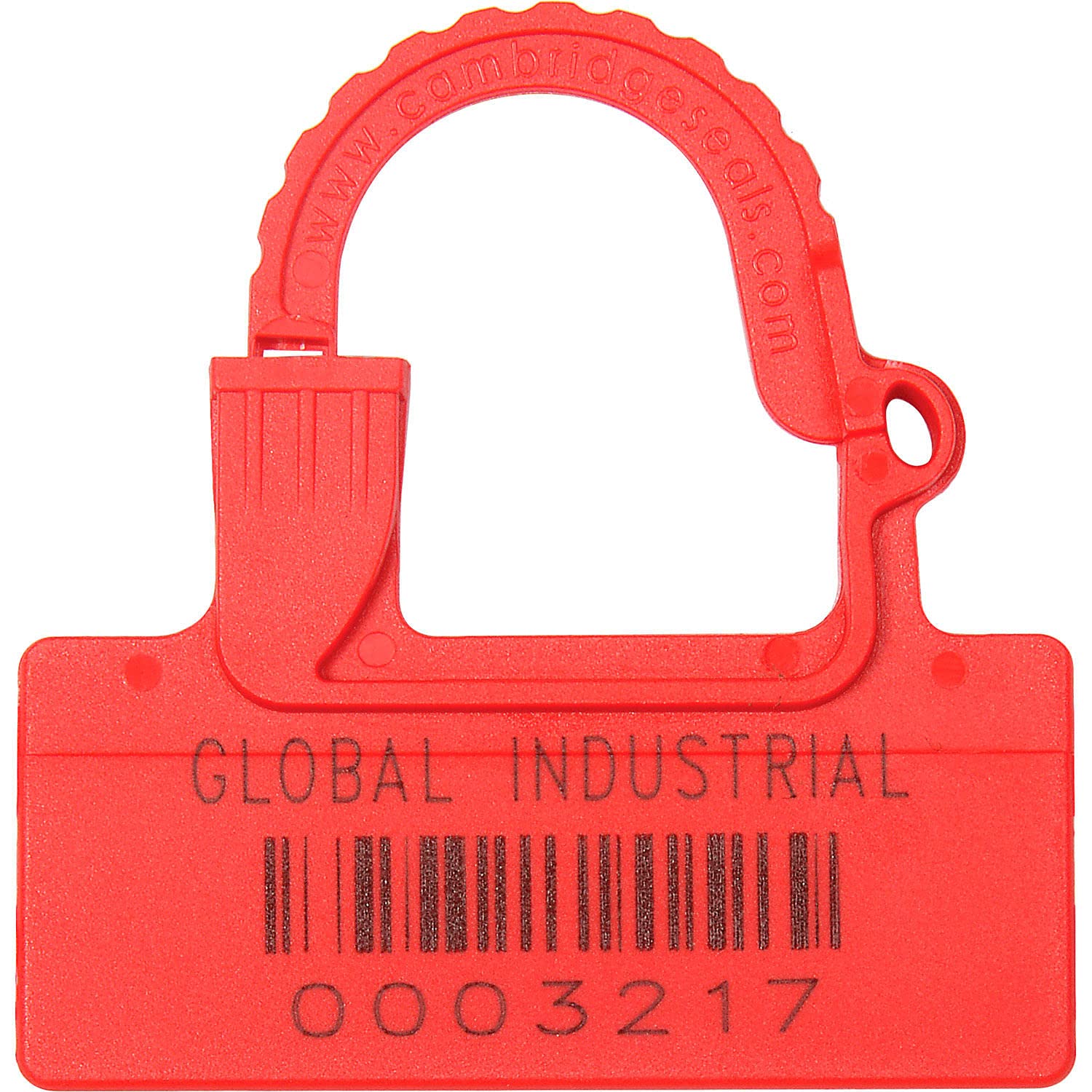 Global Industrial One Piece Padlock Seal - Red (100 Pack) | High Security Shipping Container Seals for Logistics, Trucking & Cargo Transport