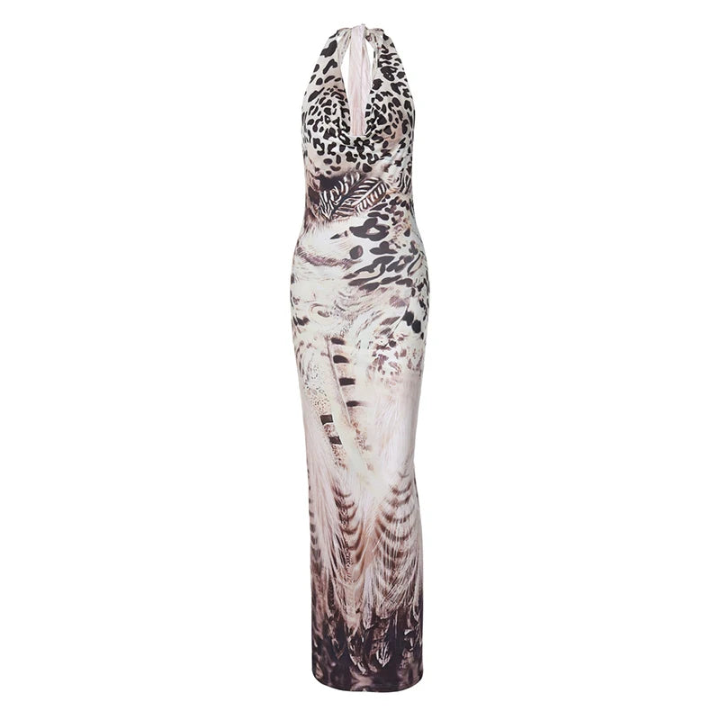 Sexy Backless V-Neck Lace-Up Maxi Dress for Women - Slim Fit Sleeveless Hollow Out Summer Dress | Perfect for Beach Vacation, Evening Party & Autumn Date Night