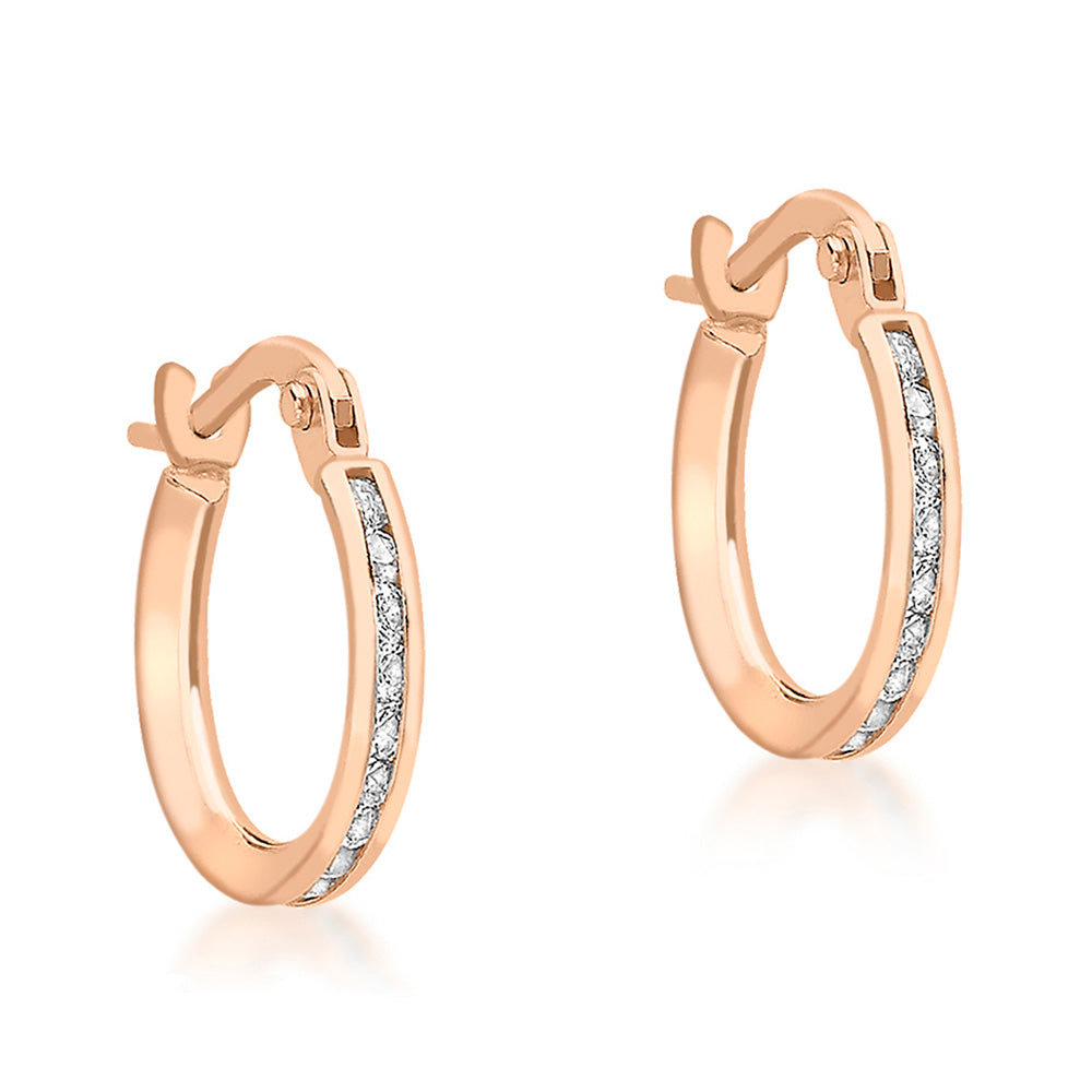9ct Rose Gold 20mm Cubic Zirconia Hoop Earrings for Women - Elegant Everyday Jewelry Gift for Her - Perfect for Parties, Weddings & Special Occasions