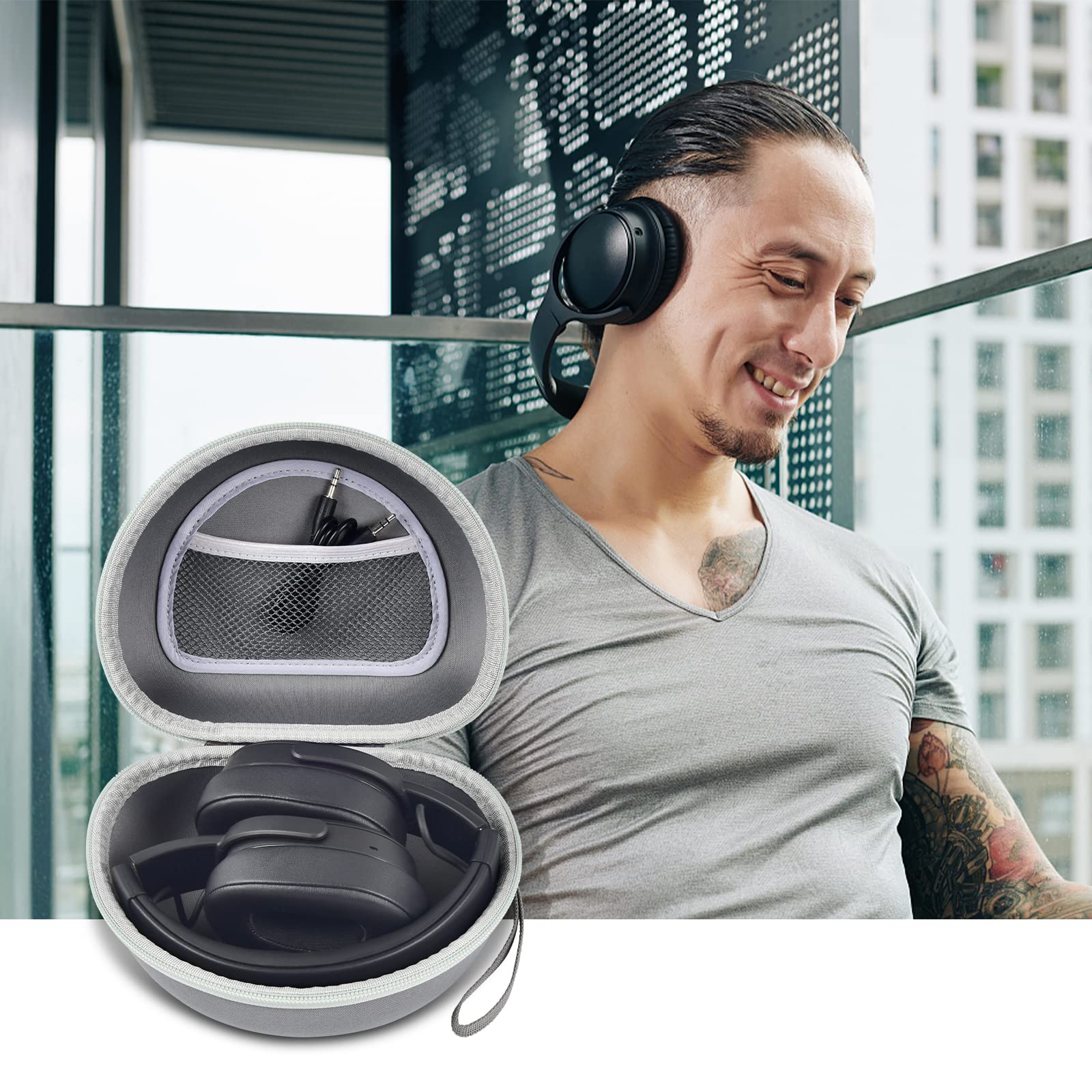 Premium Hard Case for Skullcandy Crusher/Hesh/Evo & Beats Studio Pro/Solo Wireless Headphones - Durable Grey Protective Storage Box for Travel, Gym & Daily Use