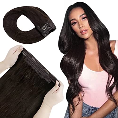 Premium Fish Line Halo Hair Extensions with Invisible Clips - Seamless 100% Human Hair Extensions for Length & Volume - Perfect for Weddings, Parties & Daily Styling