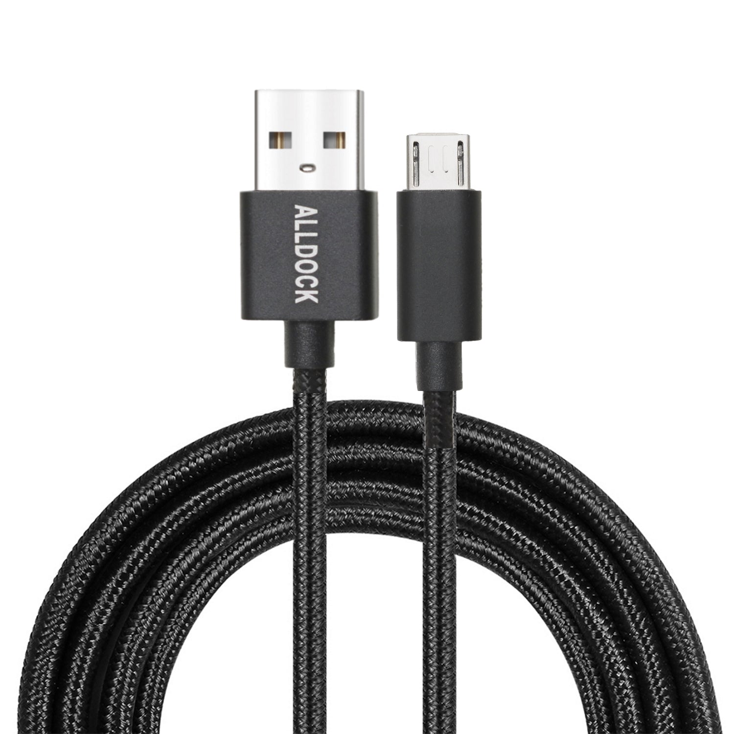 Extra Long 160cm Android Micro USB Cable - Fast Charging & Data Sync, Durable Nylon Braided, Black | Perfect for Home, Office, Car & Travel Use