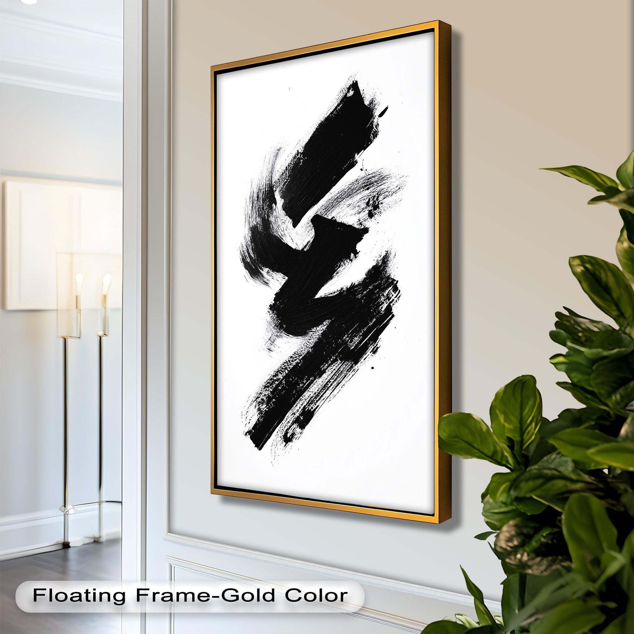Black Brushstroke Abstract Oil Painting - Modern Wall Art for Living Room, Bedroom & Office Decor
