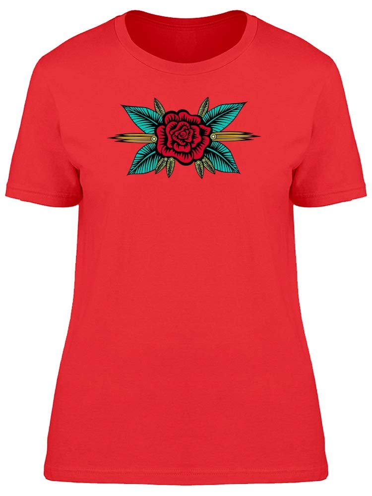 Vintage Red Rose Print T-Shirt for Women - Casual & Retro Style Tee - Perfect for Everyday Wear, Dates, and Outings