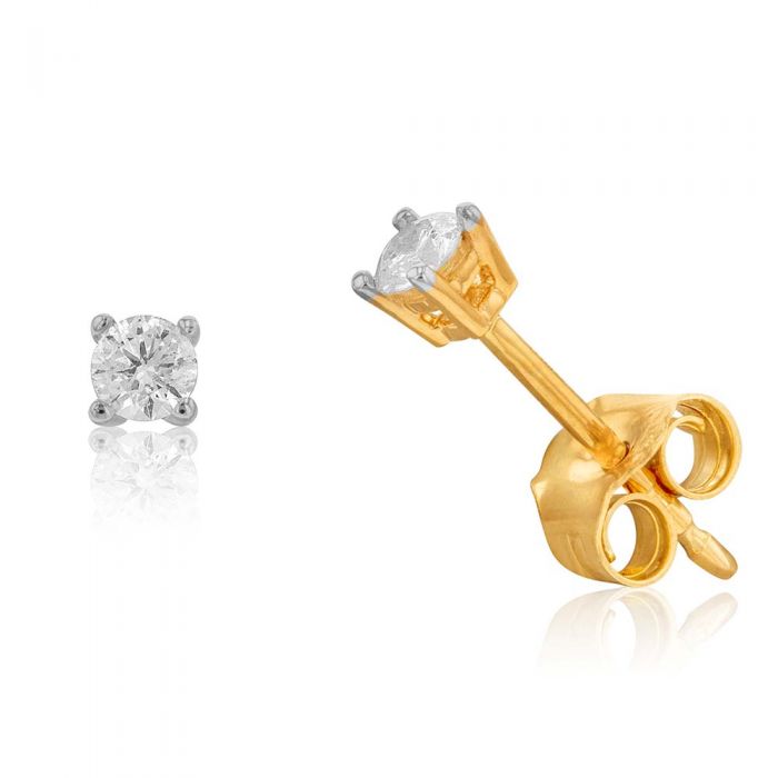 9ct Yellow Gold 1/6 Carat Diamond Stud Earrings for Women - Elegant Everyday Jewelry Gift for Her - Perfect for Weddings, Anniversaries & Special Occasions