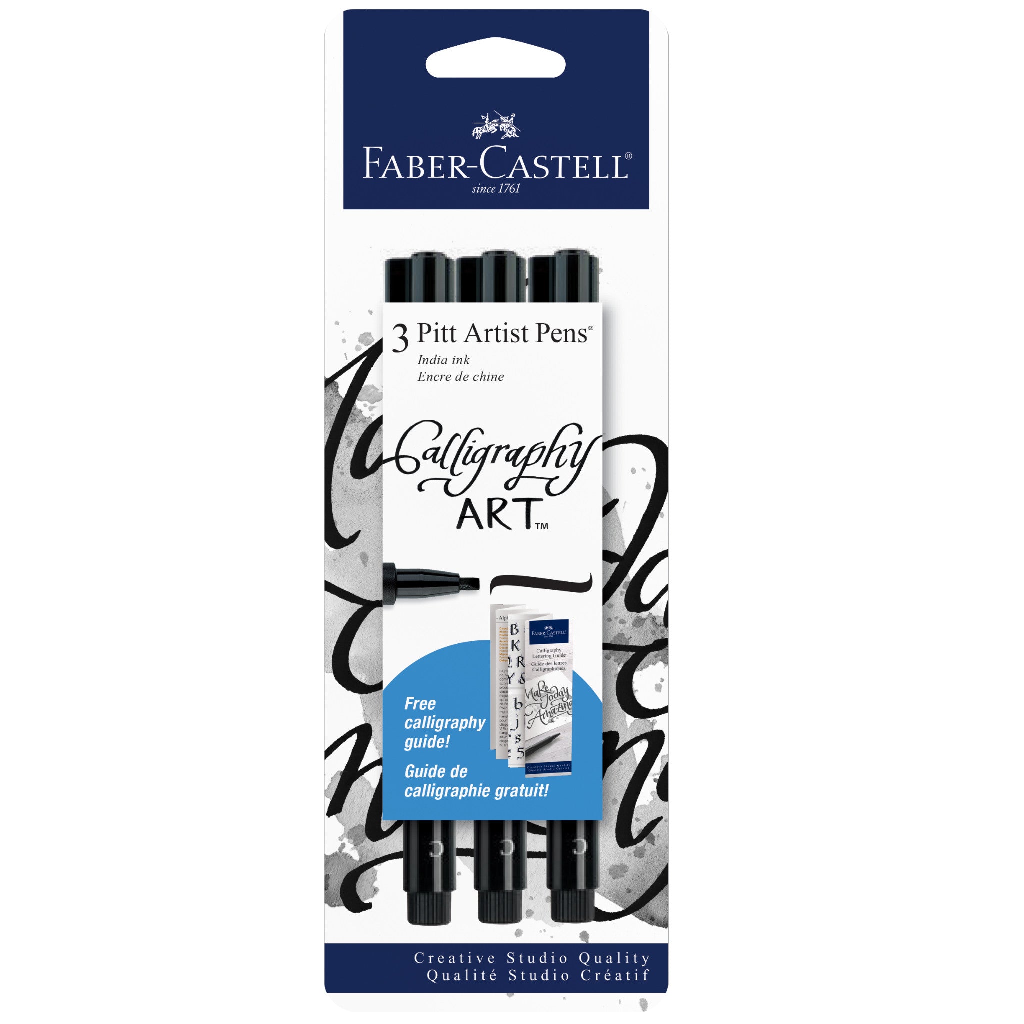 Pitt Artist Pen Set of 3 - Calligraphy & Drawing Pens #199 Black (800076) - Perfect for Sketching, Lettering & Fine Art