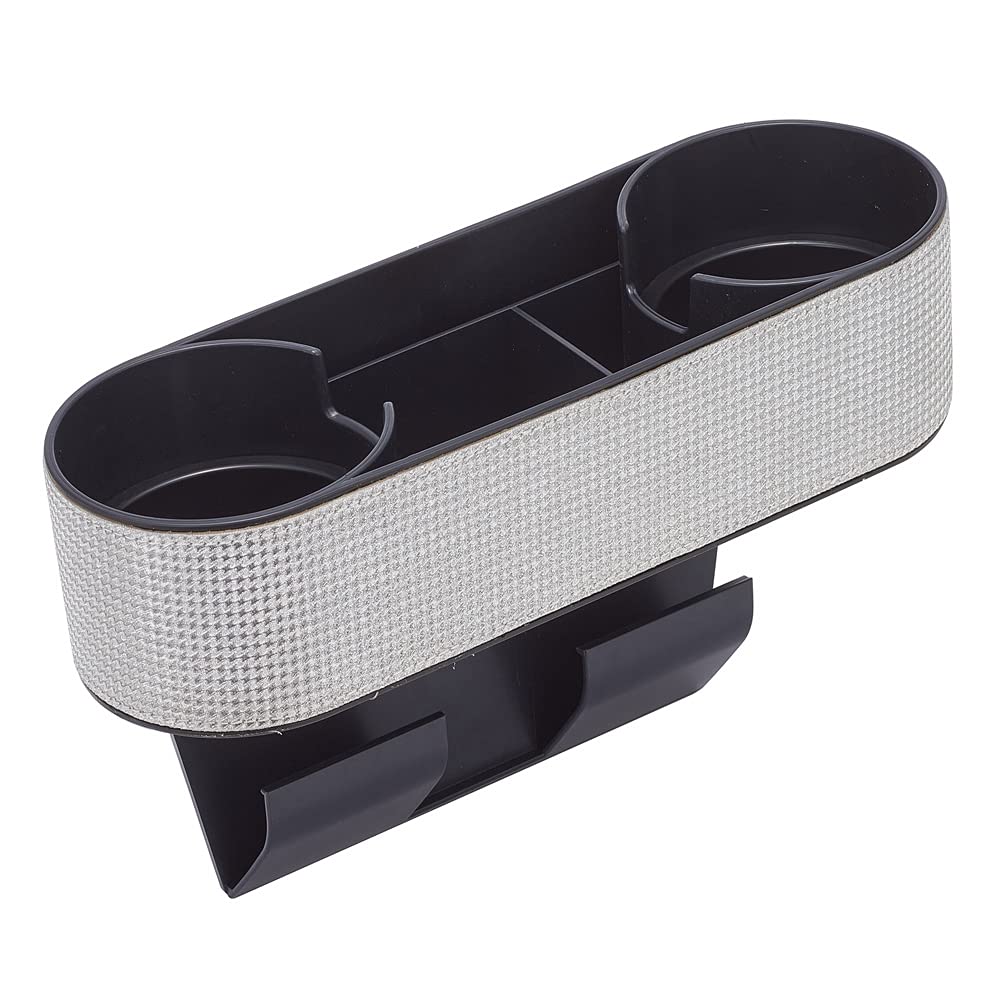 Aumohall Multifunctional Car Cup Holder & Seat Organizer - Silver | Side Gap Filler with Phone & Bottle Storage | Perfect for Road Trips, Commuting & Travel Accessories