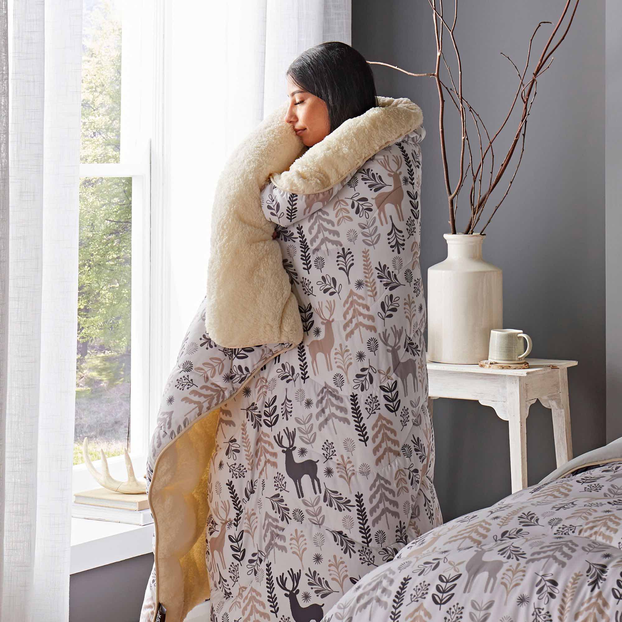 Night Lark® Cozy Sherpa Throw Blanket - Soft Fluffy Warm Scandi Winter Blanket for Couch, Bed, Sofa - Perfect for Cold Weather & Home Decor