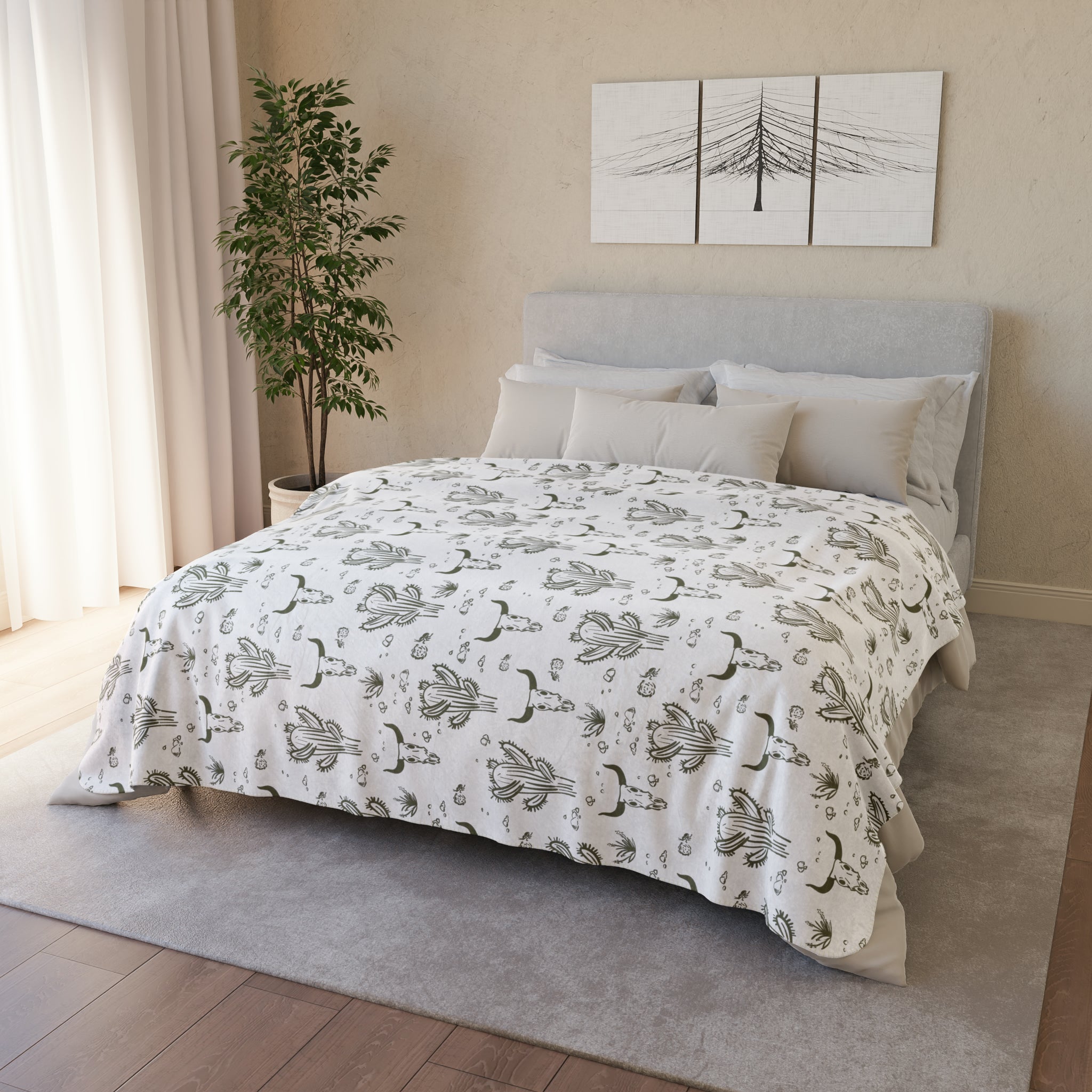 Soft Midwestern Cacti Fleece Sherpa Throw Blanket - Cozy Winter Bedding for Couch, Sofa & Travel - Perfect Gift for Home Decor
