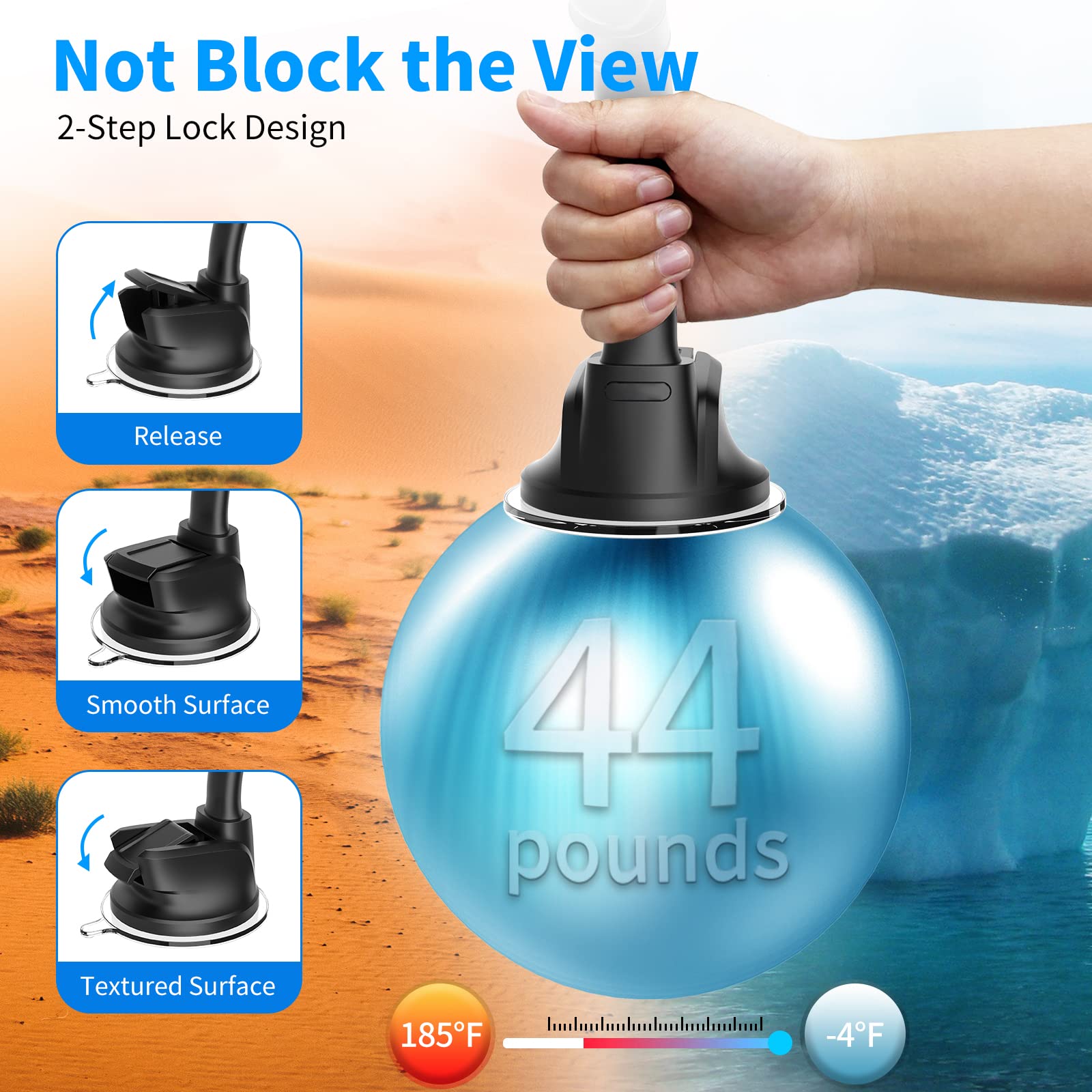 APPS2Car Magnetic Car Phone Holder Mount with 6 Strong Magnets - Universal Suction Cup Phone Mount for Windshield & Dashboard - Compatible with Most Smartphones & Mini Tablets - Perfect for Hands-Free Navigation & Safe Driving