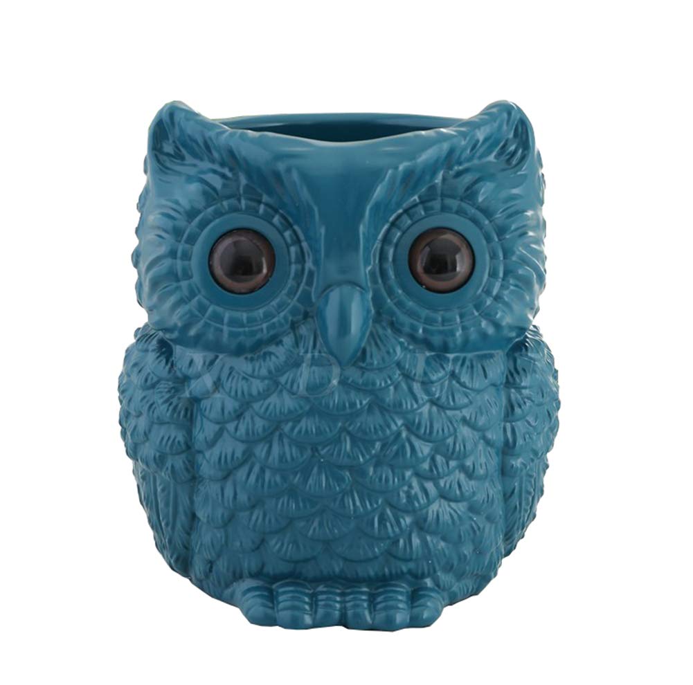 Kahi Shield Owl Sculpture Statue - Cute Owl Pen Holder & Home Office Decor for Desktop Storage | Perfect Gift for Book Lovers & Workspace Organization