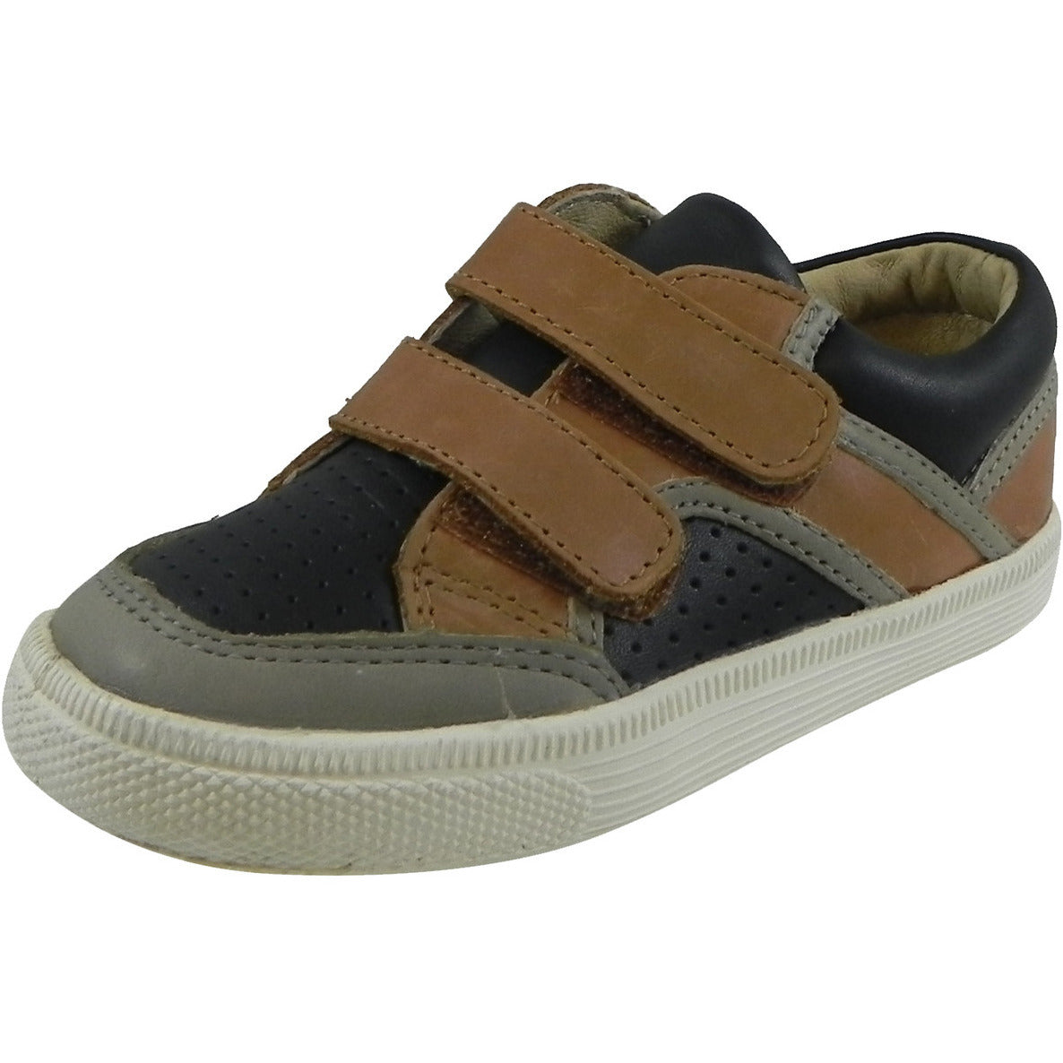 Old Soles Boys' 1029 Low Top Leather Sneakers - Navy, Brown & Grey | Comfortable Kids' Casual Shoes for School, Play & Everyday Wear
