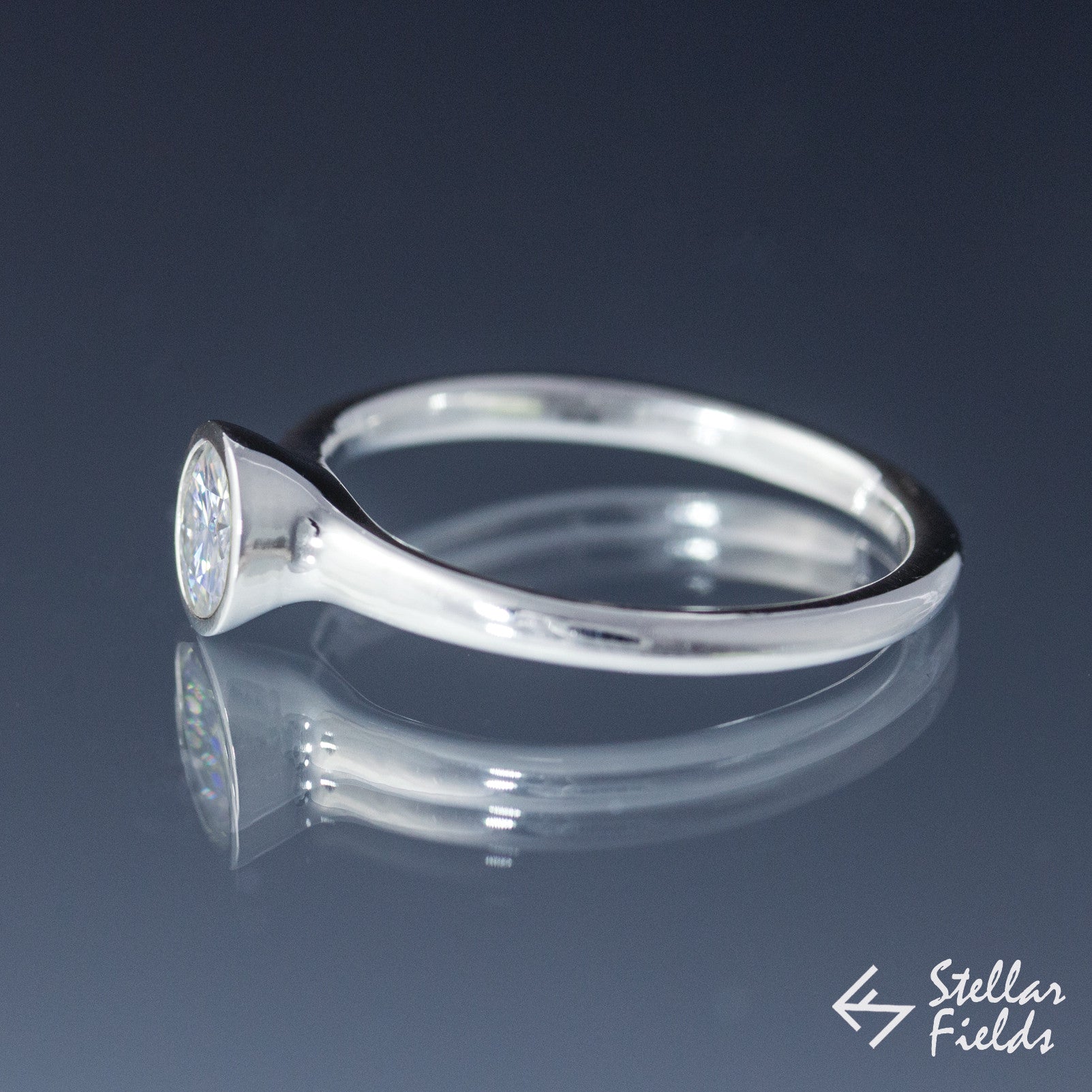 Forever Brilliant™ Moissanite Full Bezel Set Engagement Ring - Durable & Sparkling Wedding Band for Women, Perfect for Proposals, Anniversaries, and Everyday Wear