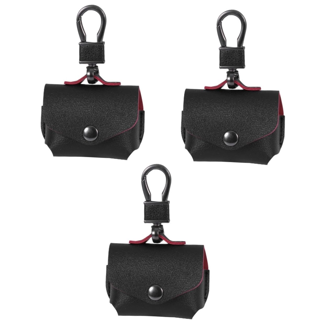 OSALADI 3-Pack Leather Earphone Case Cover with Keychain - Stylish Headset Protector & Anti-Loss Design for AirPods, Wireless Earbuds - Perfect for Travel, Gym, and Daily Commute