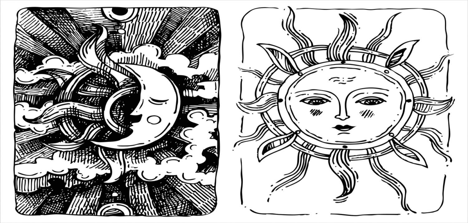 Celestial Sun and Moon Ceramic Pen Holder – Anthropomorphic Face Design for Desk & Office Organization | White & Black Pencil Cup for Artists, Writers & Students