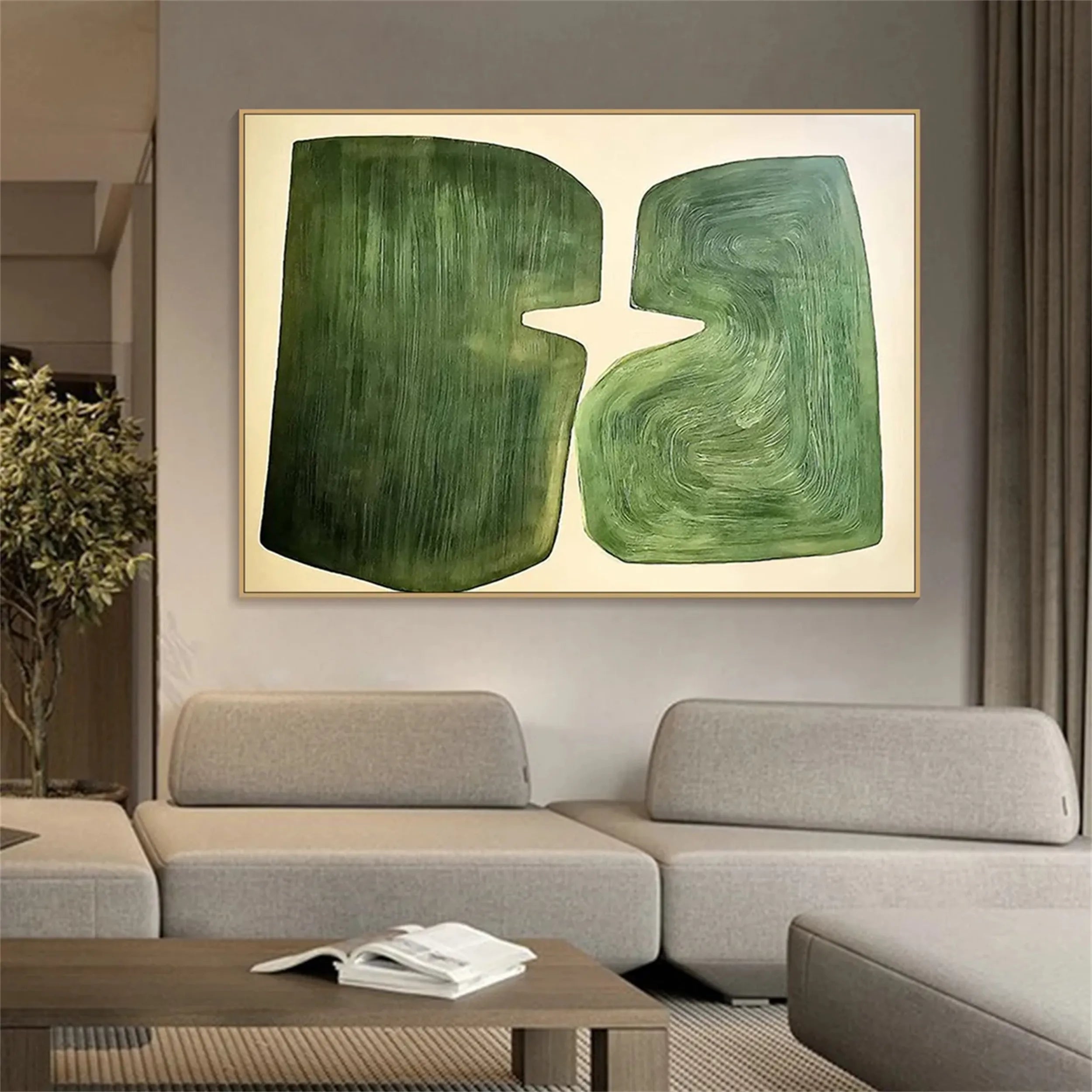 Blue & Green Abstract Canvas Wall Art #BG052 - Modern Home Decor for Living Room, Bedroom & Office