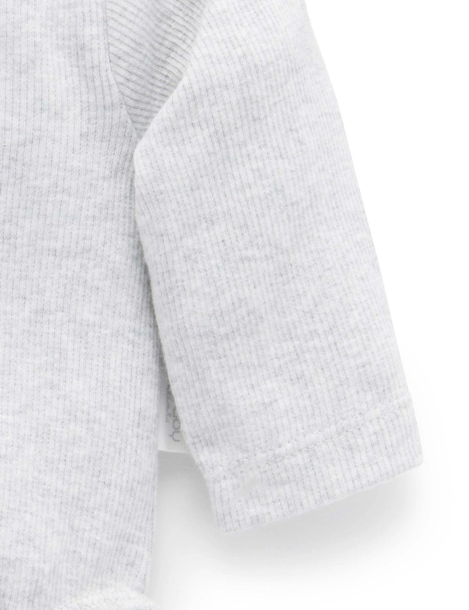 Purebaby Organic Cotton Ribbed Long Sleeve Bodysuit for Babies - Soft Grey Mélange - Perfect for Everyday Wear & Gentle Skin Care