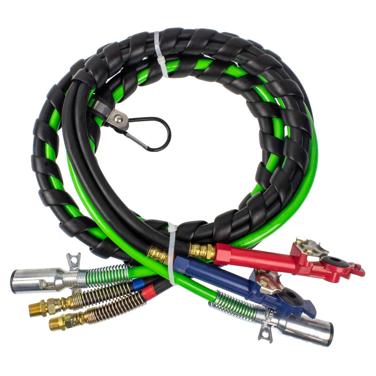 12' 3-in-1 Trailer Wiring Harness with 7-Way RV Plug, ABS Brake Line & Air Hose - Heavy Duty Towing Solution for Campers, Boats & Utility Trailers - Perfect for RV Travel, Towing Equipment & Outdoor Adventures