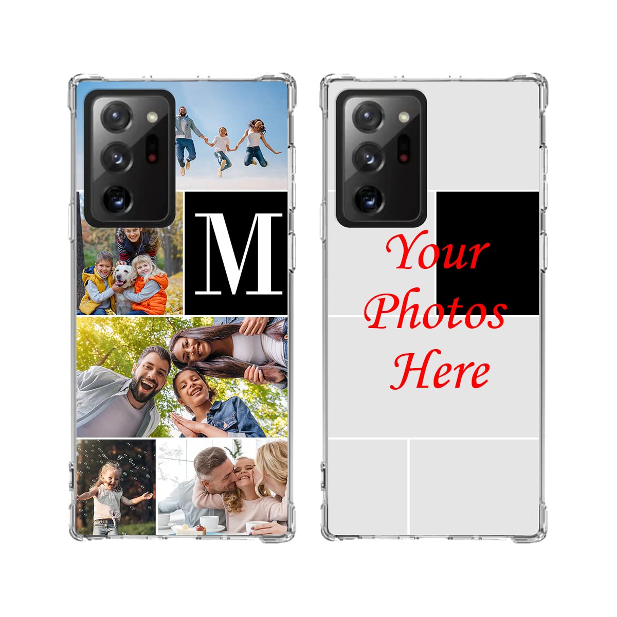 Custom Multi-Photo Collage Case for Samsung Galaxy Note 20 Ultra - Personalized Clear Protective Phone Cover with Bumpers for Her/Him | Perfect Gift for Birthday, Anniversary & Valentine's Day
