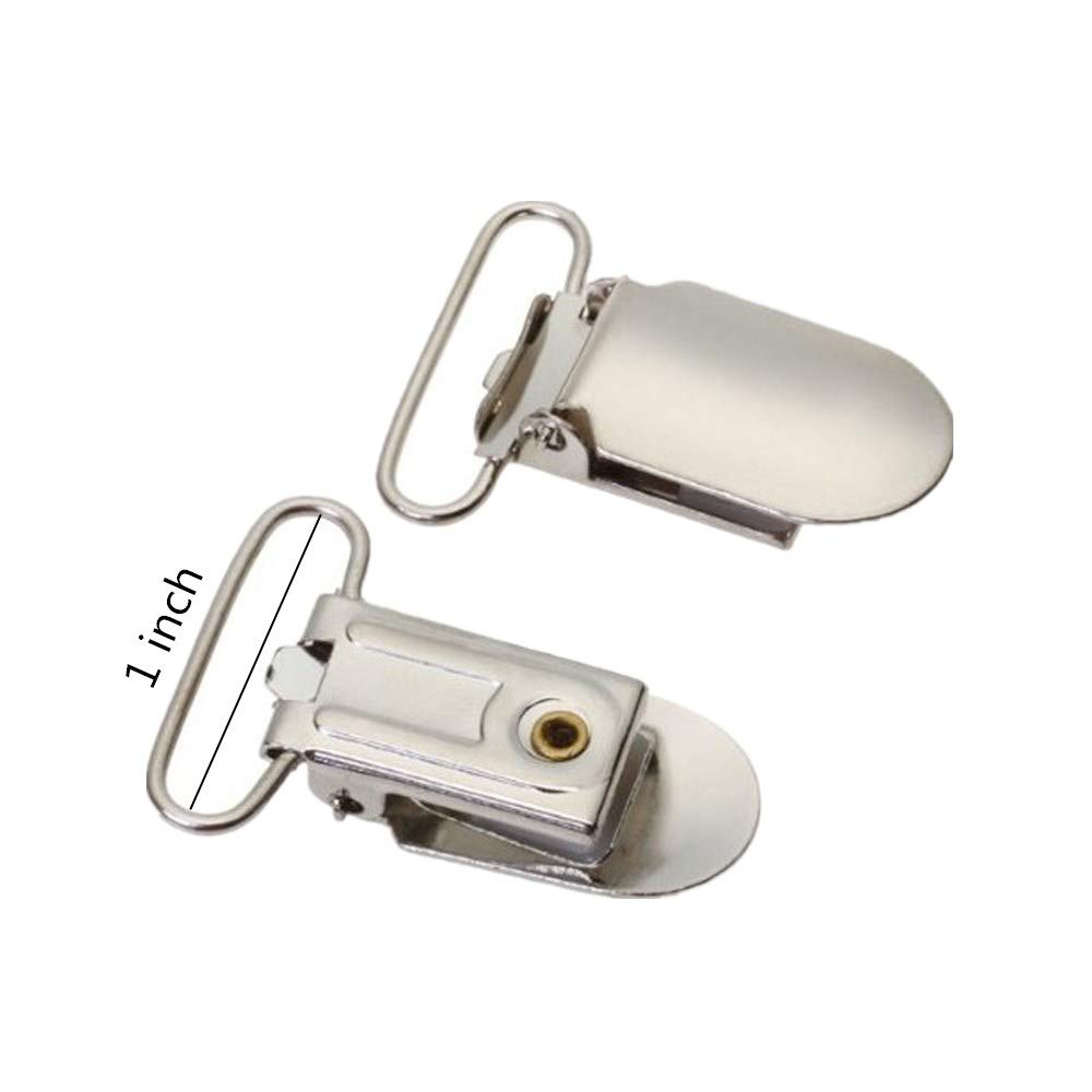 50 Pcs Metal Suspender Clips - 1 Inch T-Shape Pacifier Holder with Grip Teeth for Baby Dummies & Toys | Perfect for Baby Accessories, Pacifier Storage & Toy Organization