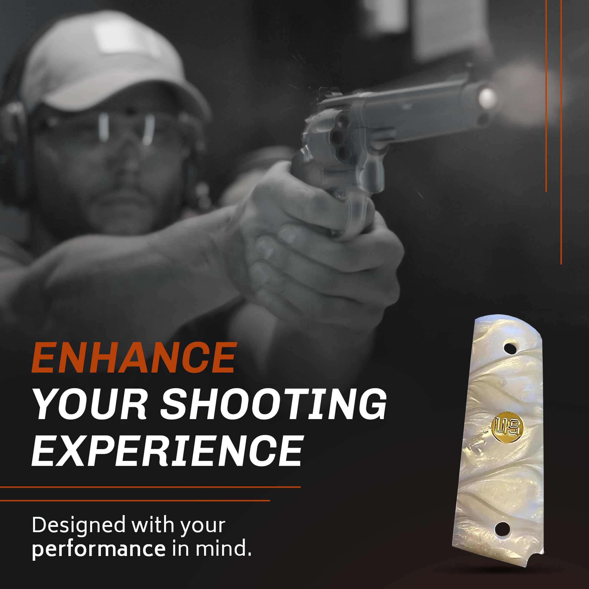 Premium 1911 Pearl Gun Grips - Compatible Replacement for Colt Government, Taurus, S&W, Springfield, Rock Island - Perfect for Concealed Carry & Competitive Shooting