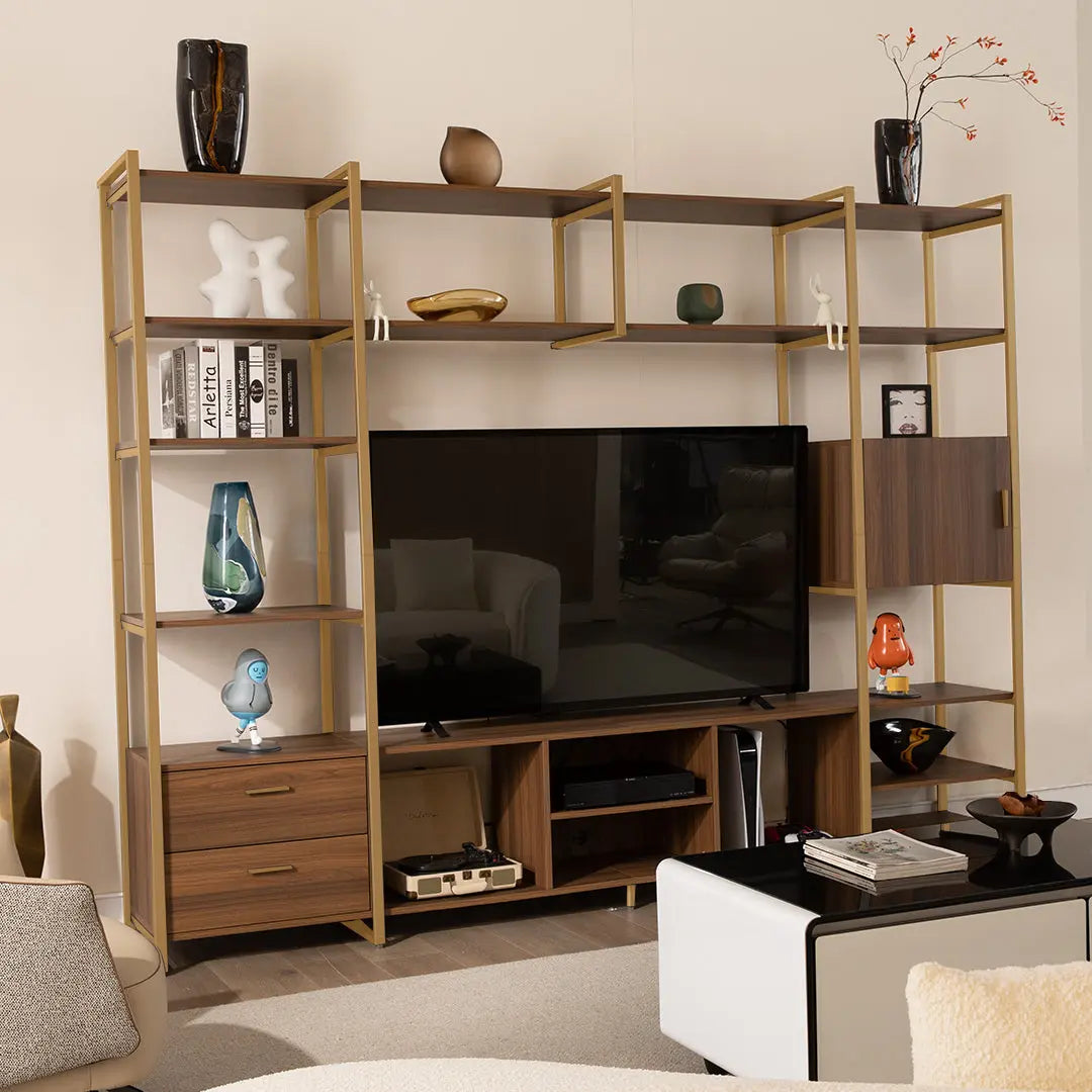 Modern Sonoma TV Stand with Storage Cabinet & Bookshelves - Perfect for Living Room, Bedroom, and Home Theater Setup