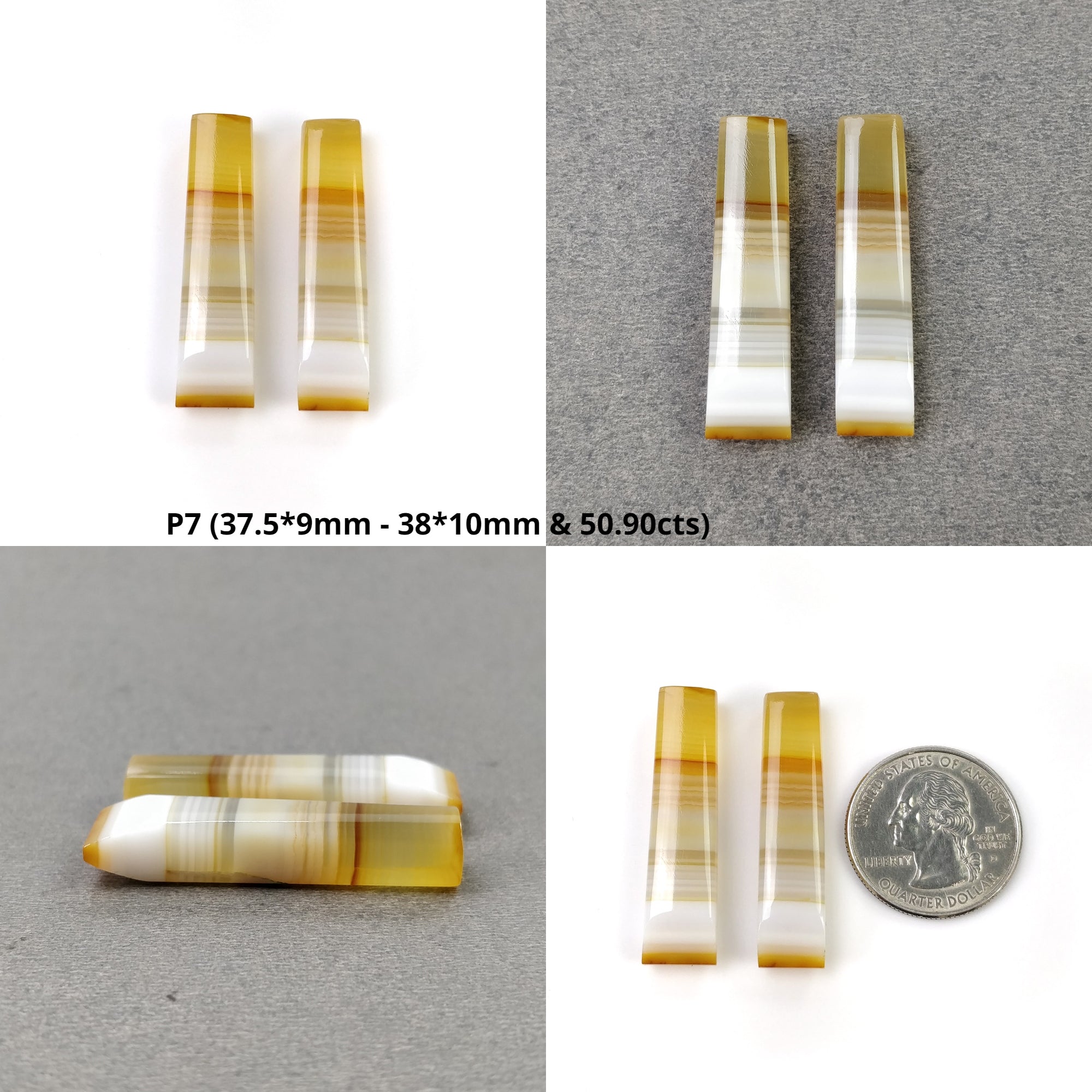 Natural Botswana Agate Gemstone Cabochon - Untreated Bi-Color Agate Pendant Stone, 2pcs - Handmade Jewelry Making Supplies for Necklaces, Rings & DIY Crafts