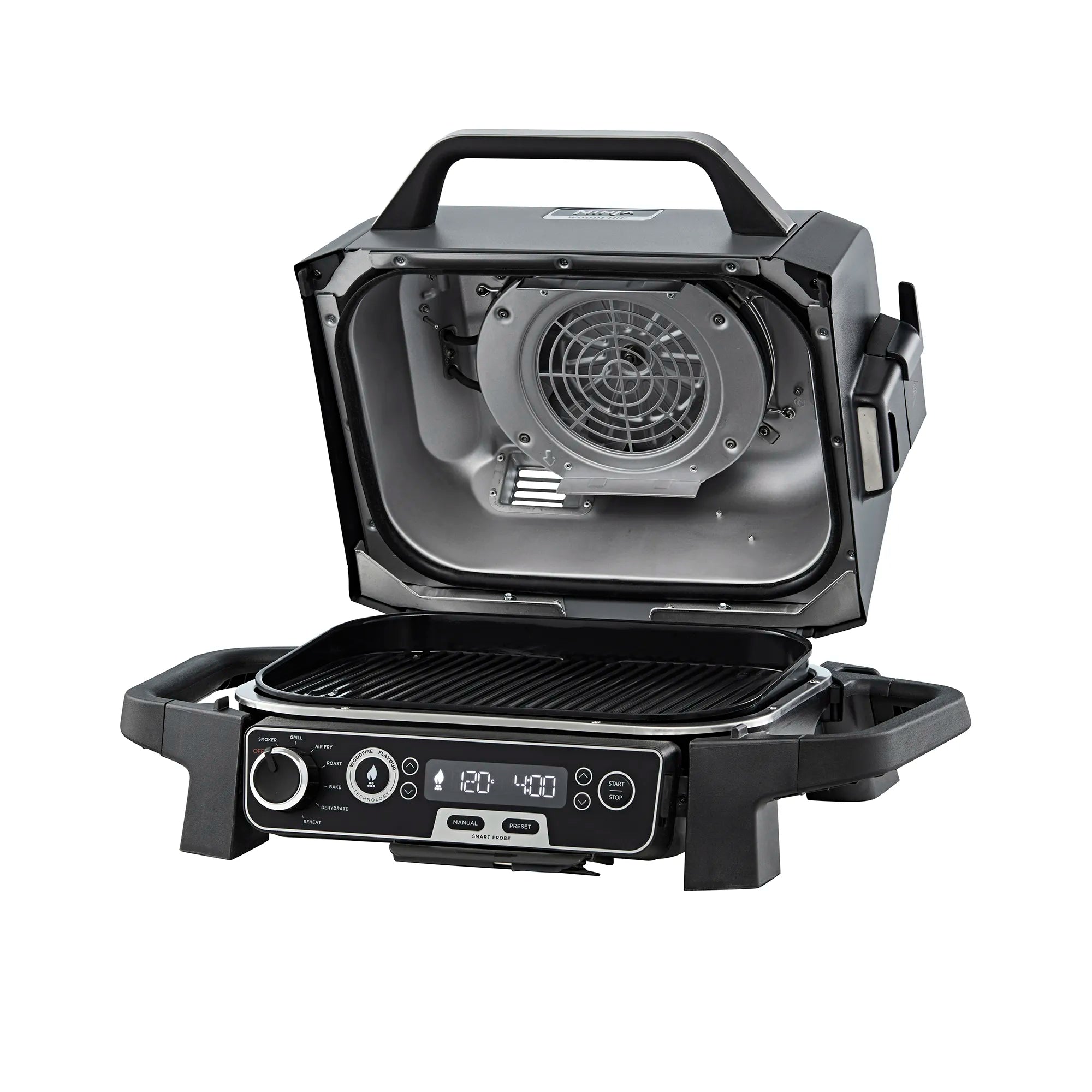 Ninja Woodfire Electric BBQ Grill & Smoker - Outdoor Cooking & Backyard Grilling for Steak, Chicken, Burgers & Vegetables | Perfect for Patio, Camping & Tailgating