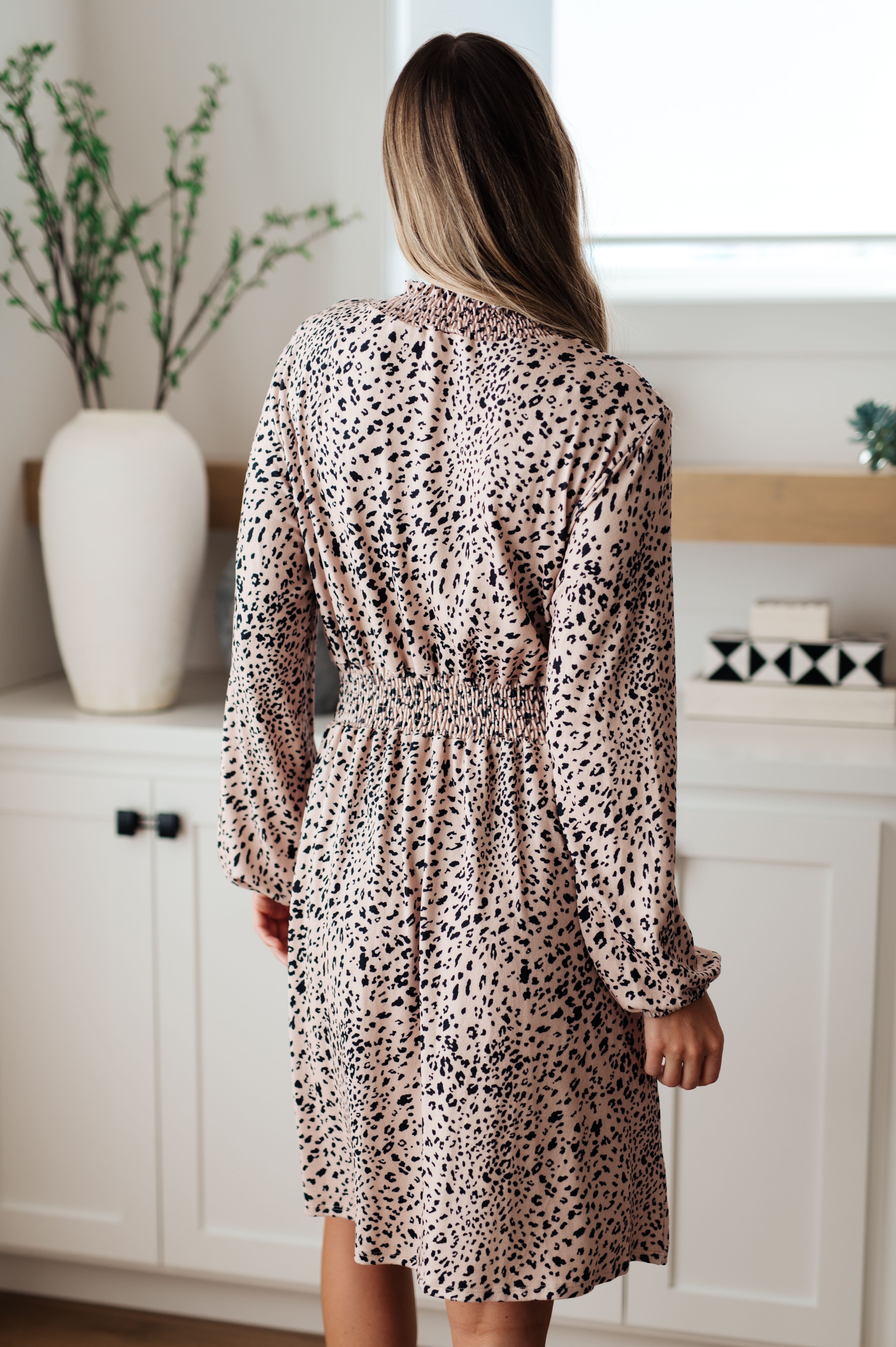 Ophelia Animal Print Shirred Waist Dress - Flowy Summer Midi Dress with Elastic Waistband for Women | Perfect for Beach Vacations, Date Nights & Casual Outings