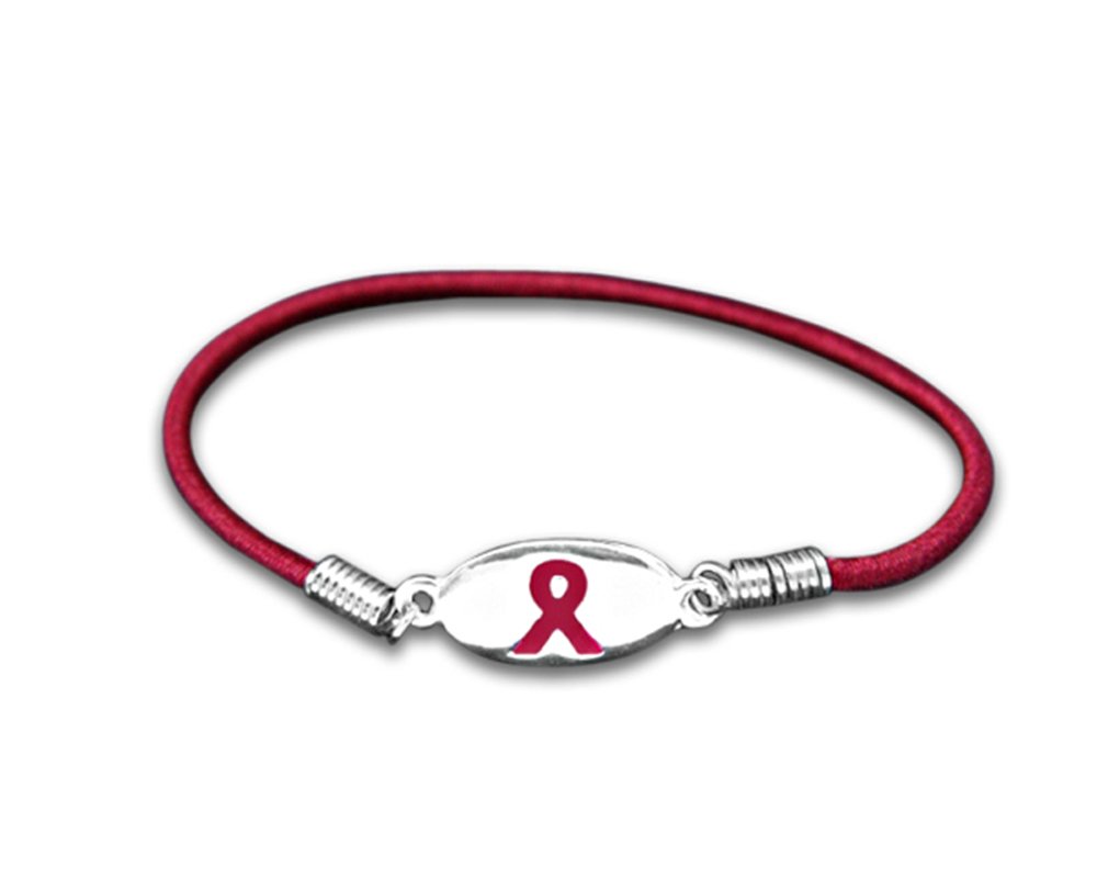 Burgundy Stretch Bracelets for Myeloma, Sickle Cell Anemia, Meningitis & Hospice Awareness - Fundraising Ribbon Bracelets for Charity & Cause Support - Perfect for Fundraising Events, Awareness Campaigns and Daily Wear