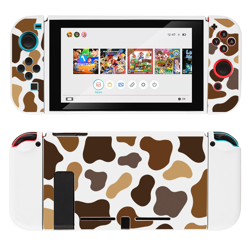 Premium Moka Cow Pattern Protective Case for Nintendo Switch - Durable Hard Shell Cover with Soft Interior for Gaming & Travel