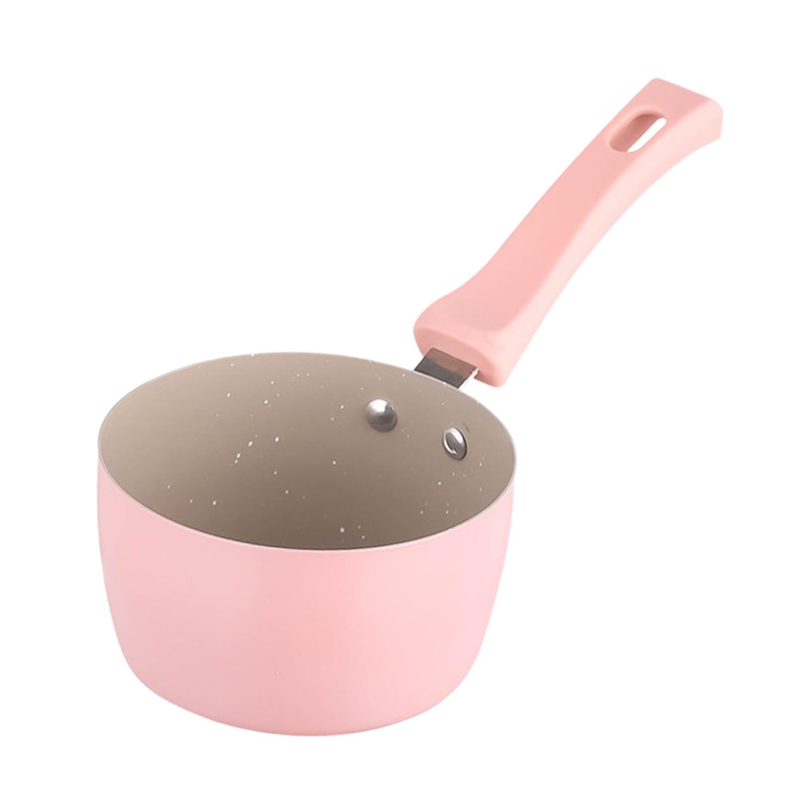 Folpus Stainless Steel Milk Pot - Small Soup & Coffee Warmer for Gas Stove, Pink Medical Stone Design - Perfect for Kitchen, Camping & Medical Use
