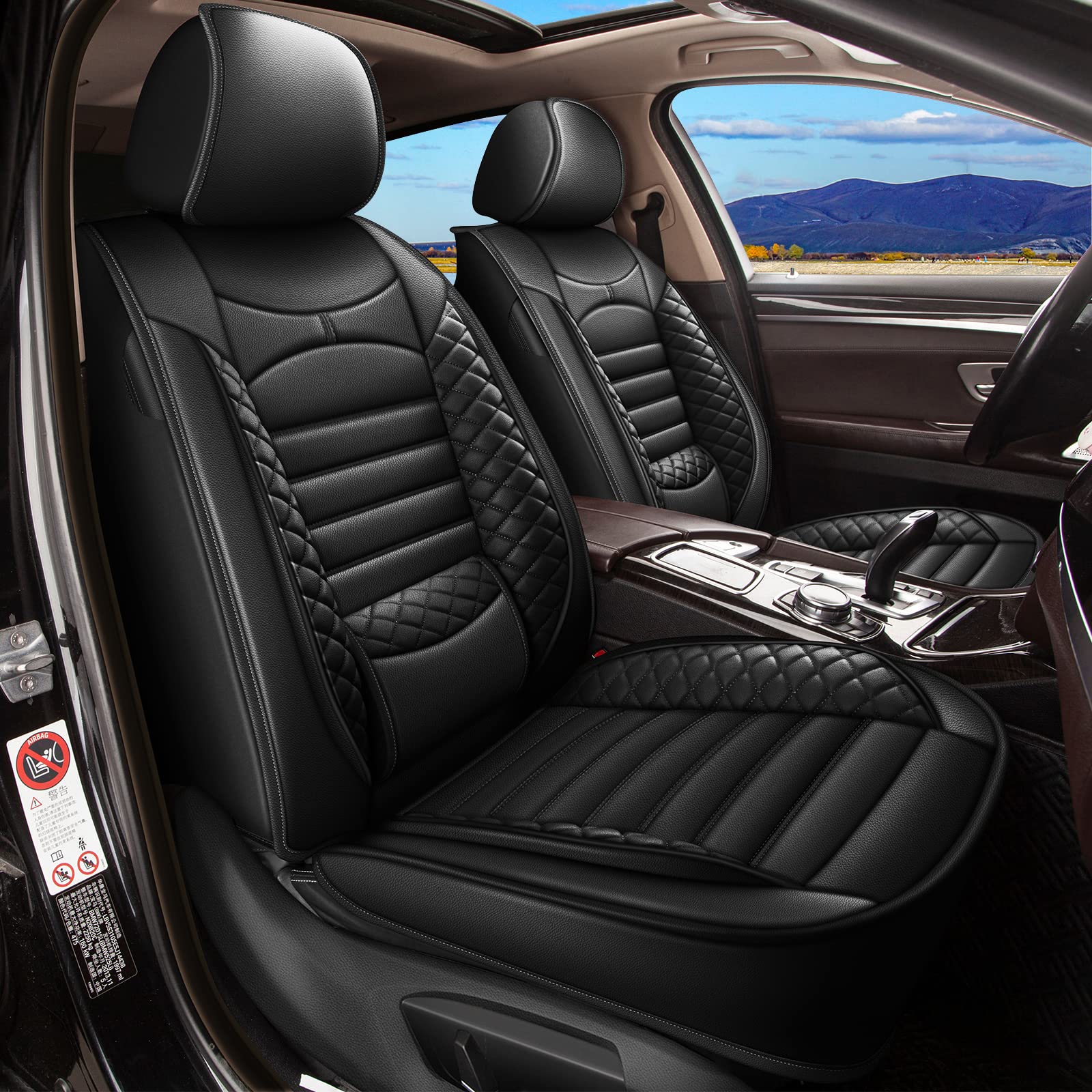 Premium Waterproof Faux Leather Car Seat Covers Full Set (5 Seats) - Compatible with Nissan Leaf 2011-2023 Models | Airbag Safe | Black Interior Protection | Perfect for Daily Commuting, Road Trips & Family Travel