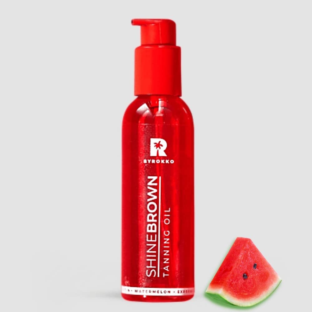 BYROKKO Original Shine Watermelon Tanning Oil 145ml - Natural Dark Tan Accelerator with Carrot Oil, Watermelon Oil, Walnut Oil & Vitamin E | Moisturizing Sun Tan Lotion for Beach, Pool & Outdoor Activities