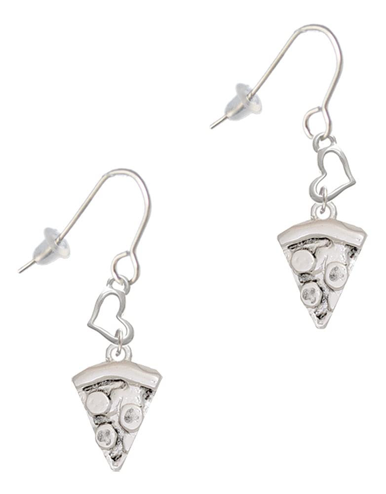 Silver Pizza Slice Heart Earrings for Women - Party & Gift