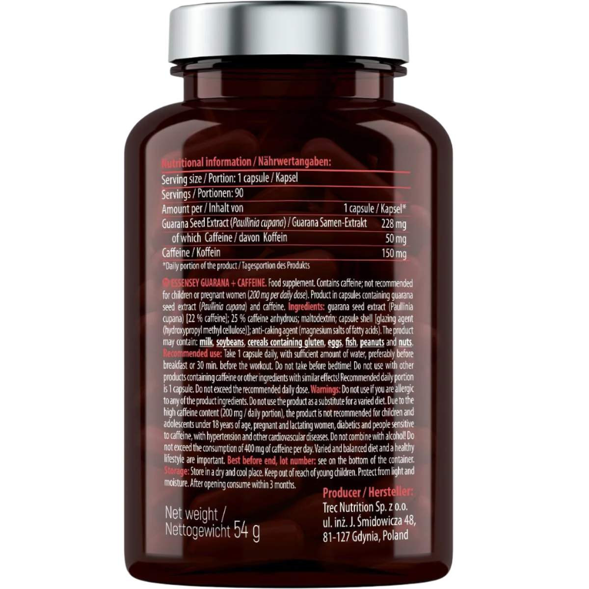 Essensey Guarana + Caffeine Supplement | 228mg Guarana & 150mg Caffeine per Serving | Natural Energy Booster for Focus & Endurance | 90 Capsules | Perfect for Workouts, Studying & Long Workdays