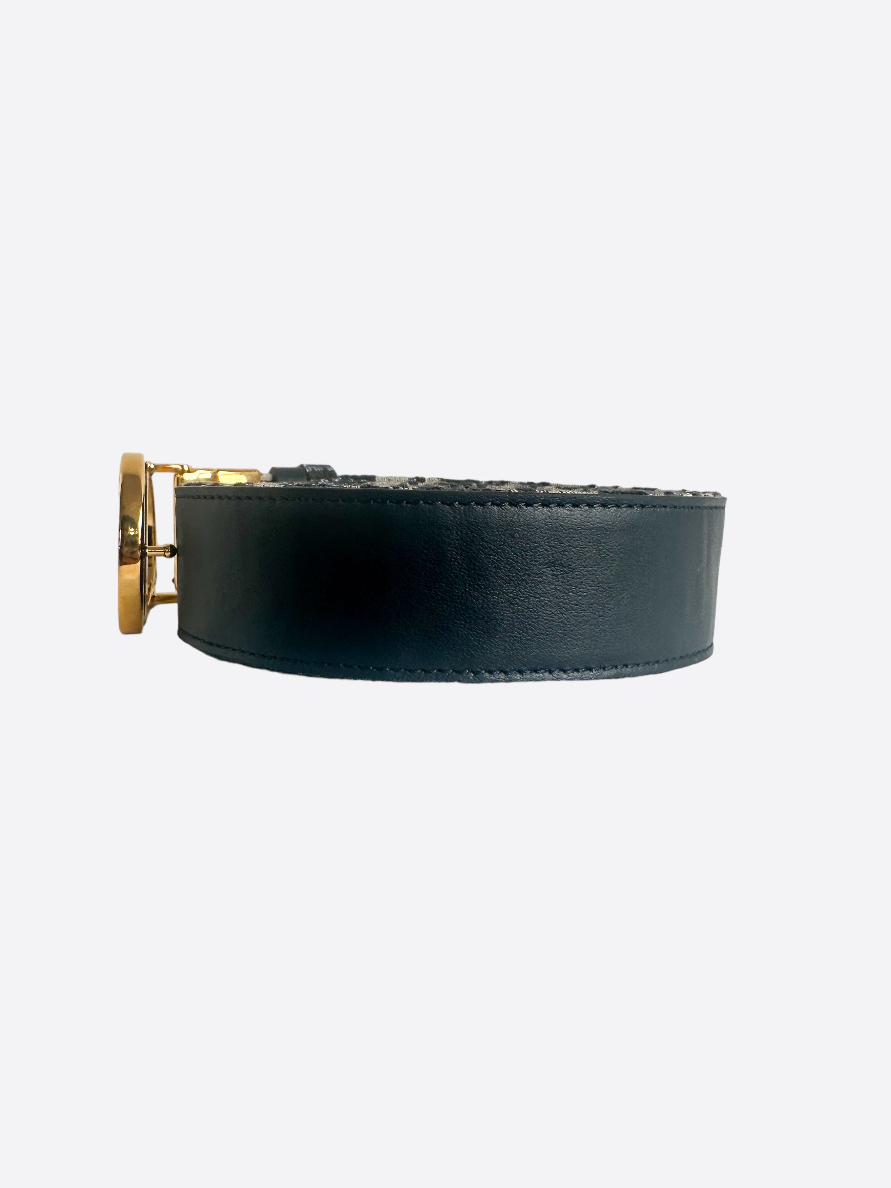 Dior Reversible Belt with Gold Buckle - Beige Oblique & Black Leather Strap for Men & Women | Perfect for Casual, Office & Formal Outfits